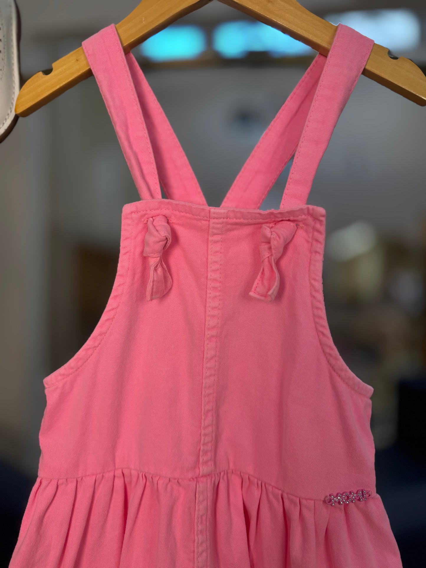 Salopete Infantil Sarja Rosa Fluor - Momi