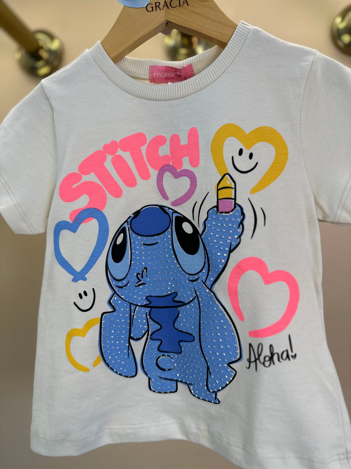Blusa Infantil Stitch Aloha Bege - Momi