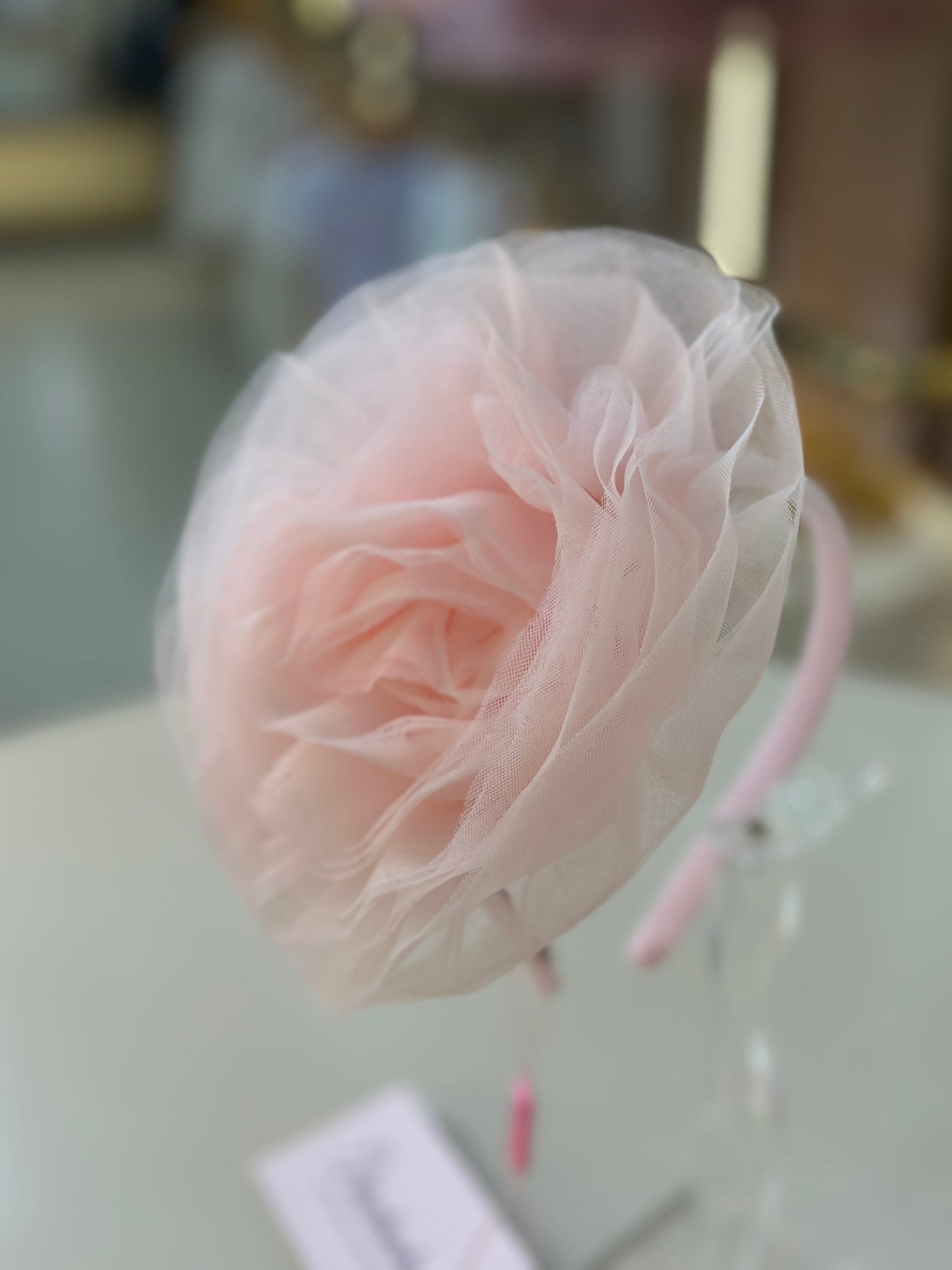 Arquinho Infantil Maxi Flor Tule Rosa Fada - Pituchinhus