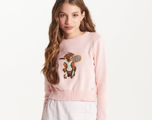 Blusa Teen Suéter Tricot Dog Tennista Rosa - Two In