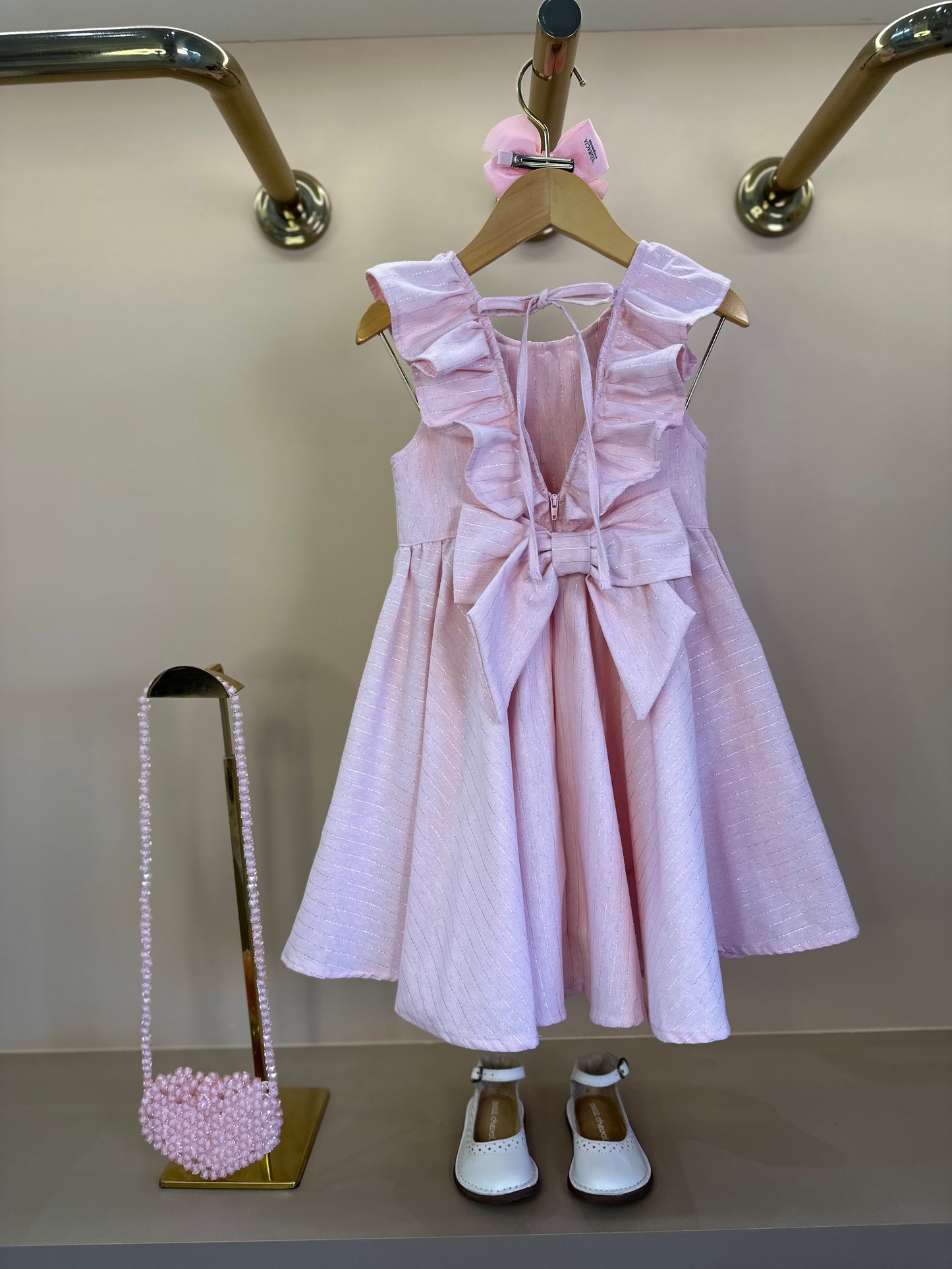 Vestido Infantil Rodado com Golinha Rosa - Luluzinha