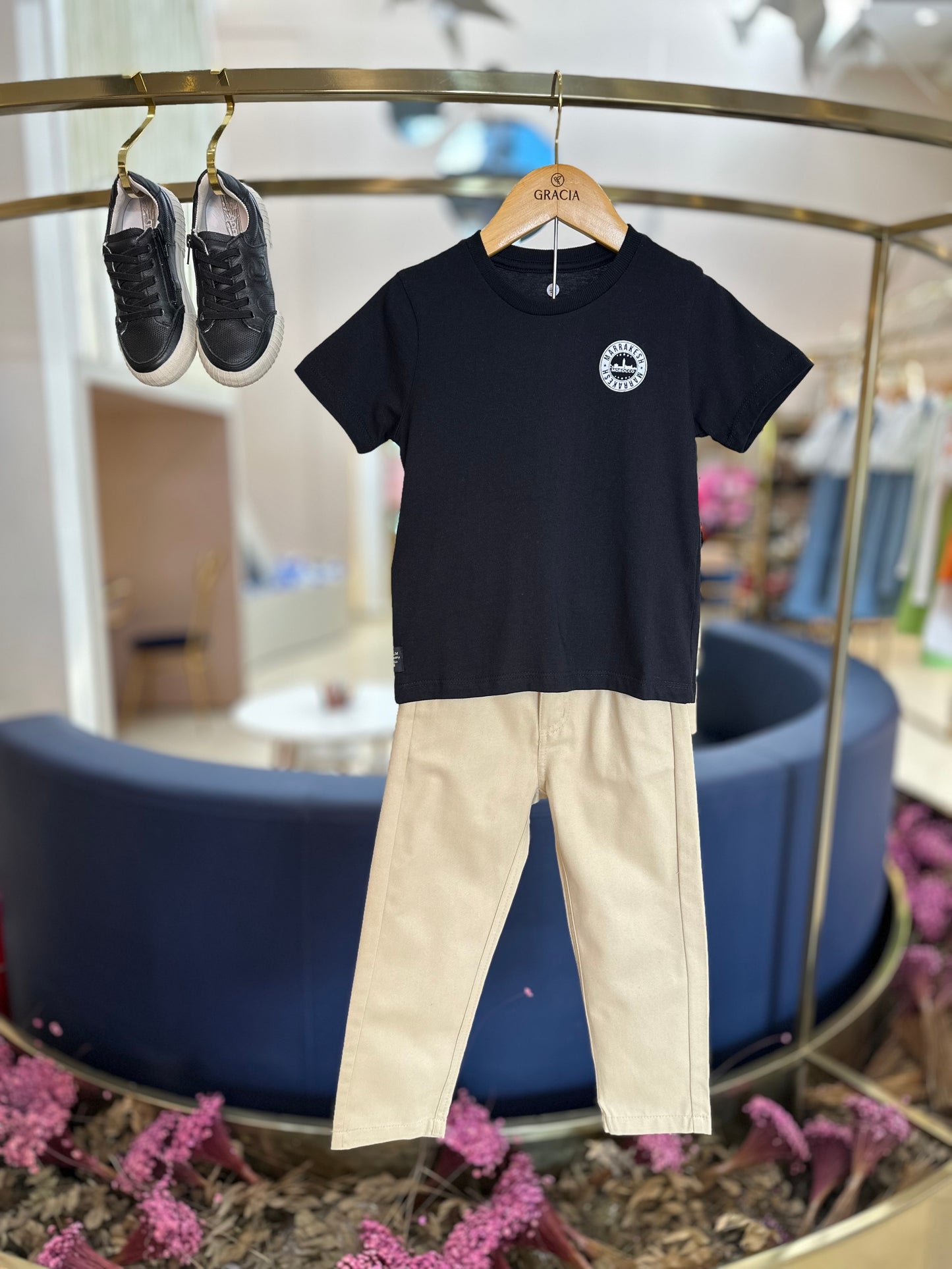 Calça Infantil Social Sarja Bege - Um Mais Um