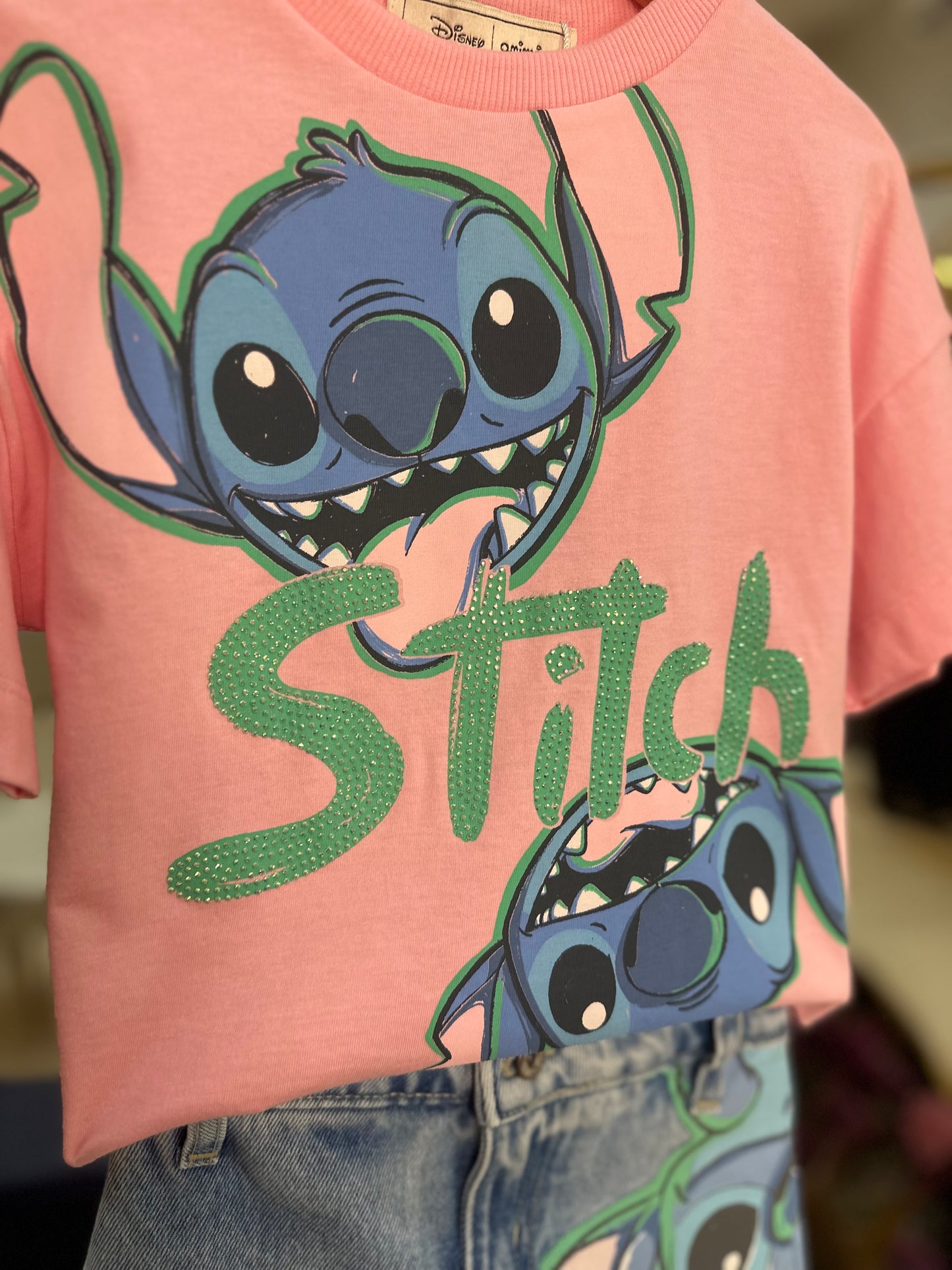 Conjunto Infantil Stitch Tshirt e Shorts-saia Jeans - Animê
