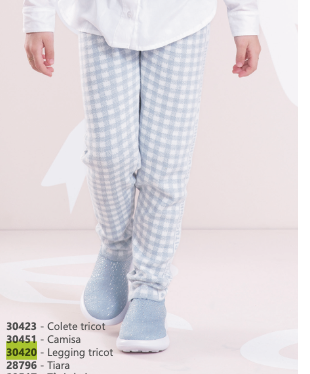 Legging Infantil Tricot Xadrez Azul - Pituchinhus