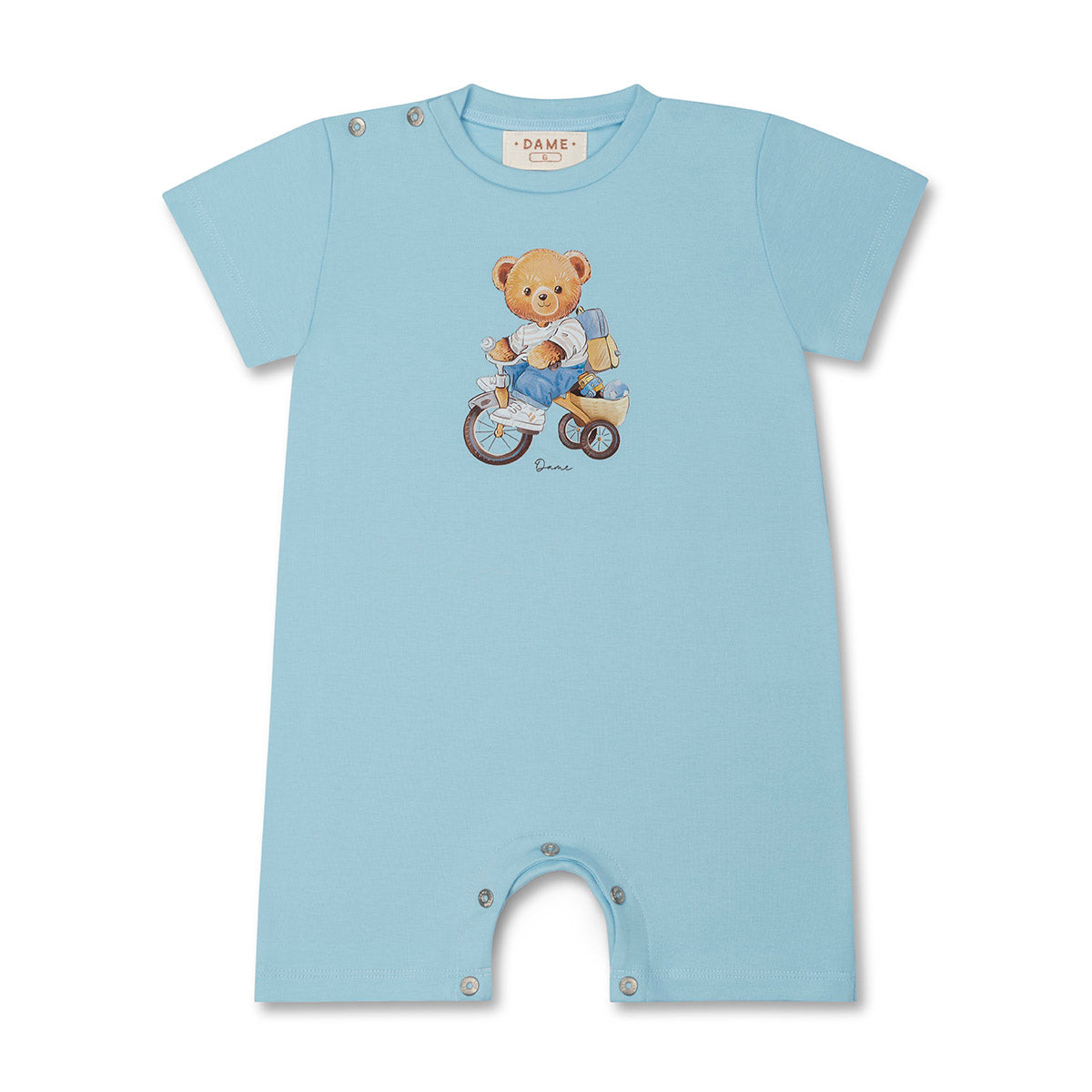 Macacão Bebê Algodão Suedine Teddy Bike Azul - Dame