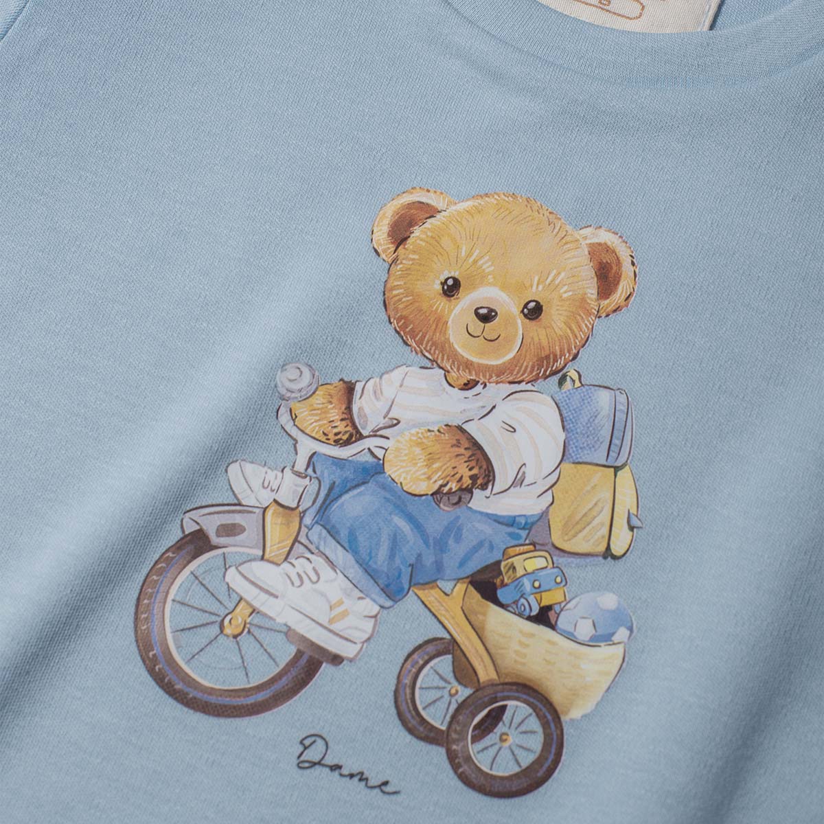 Macacão Bebê Algodão Suedine Teddy Bike Azul - Dame