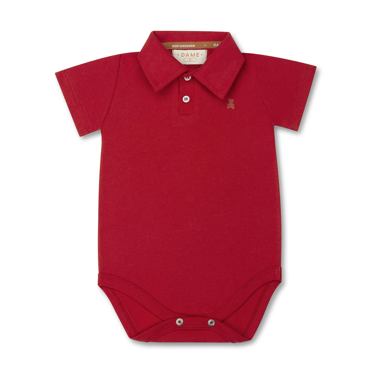 Polo-body Bebê Piquet Algodão Vermelho - Dame