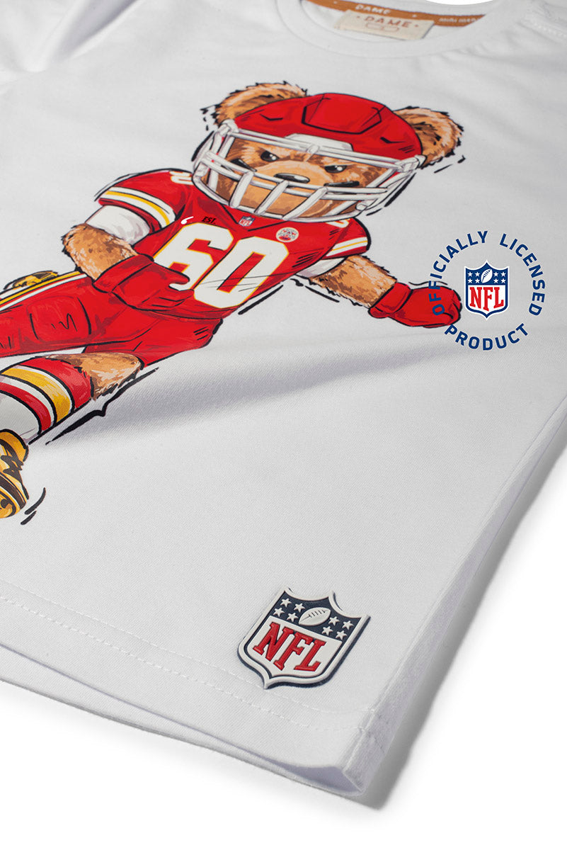 Conjunto Infantil Camiseta Algodão Teddy Kansas City Chiefs NFL e Bermuda Moletom Básica Cinza - Dame