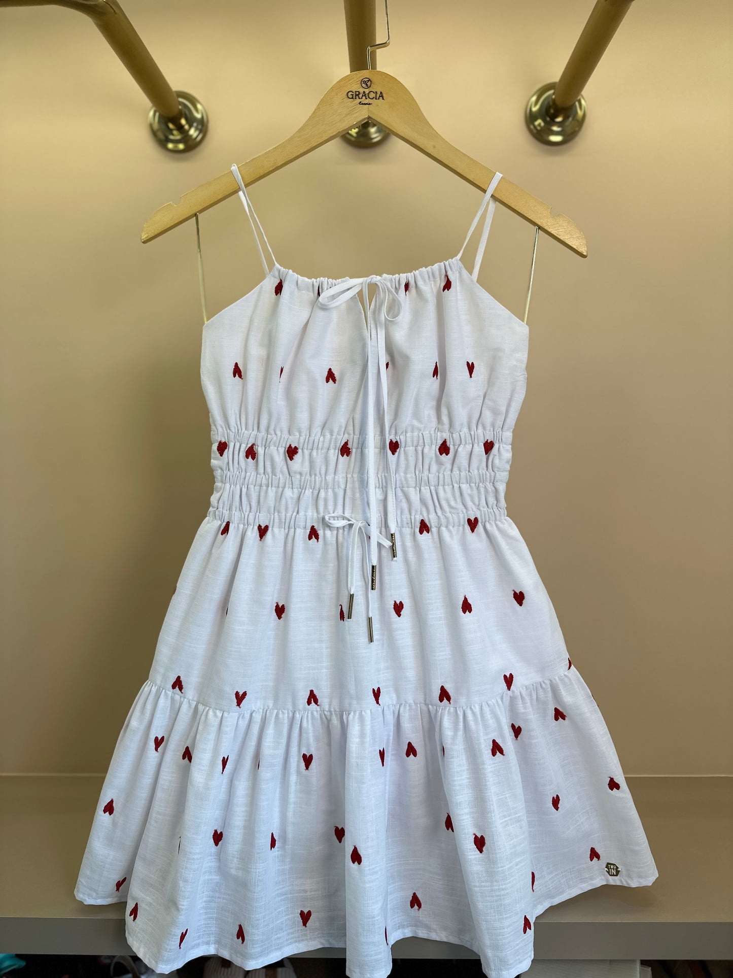 Vestido Teen Voil Corações Bordados - Two In