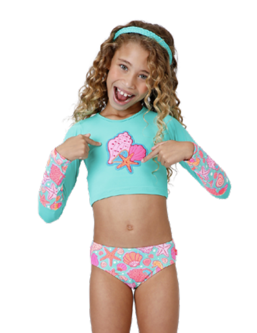 Biquíni Infantil Cropped Fernanda Est. Conchas - Siri Kids