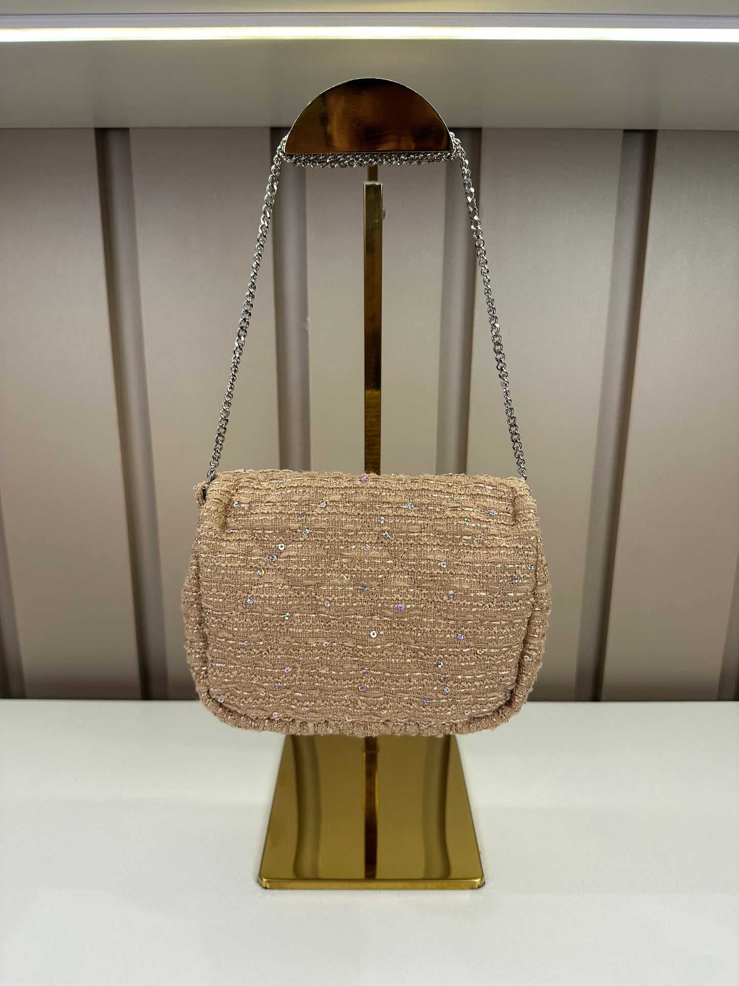 Bolsa Infantil Tweed Shine Bege - Petit Cherie