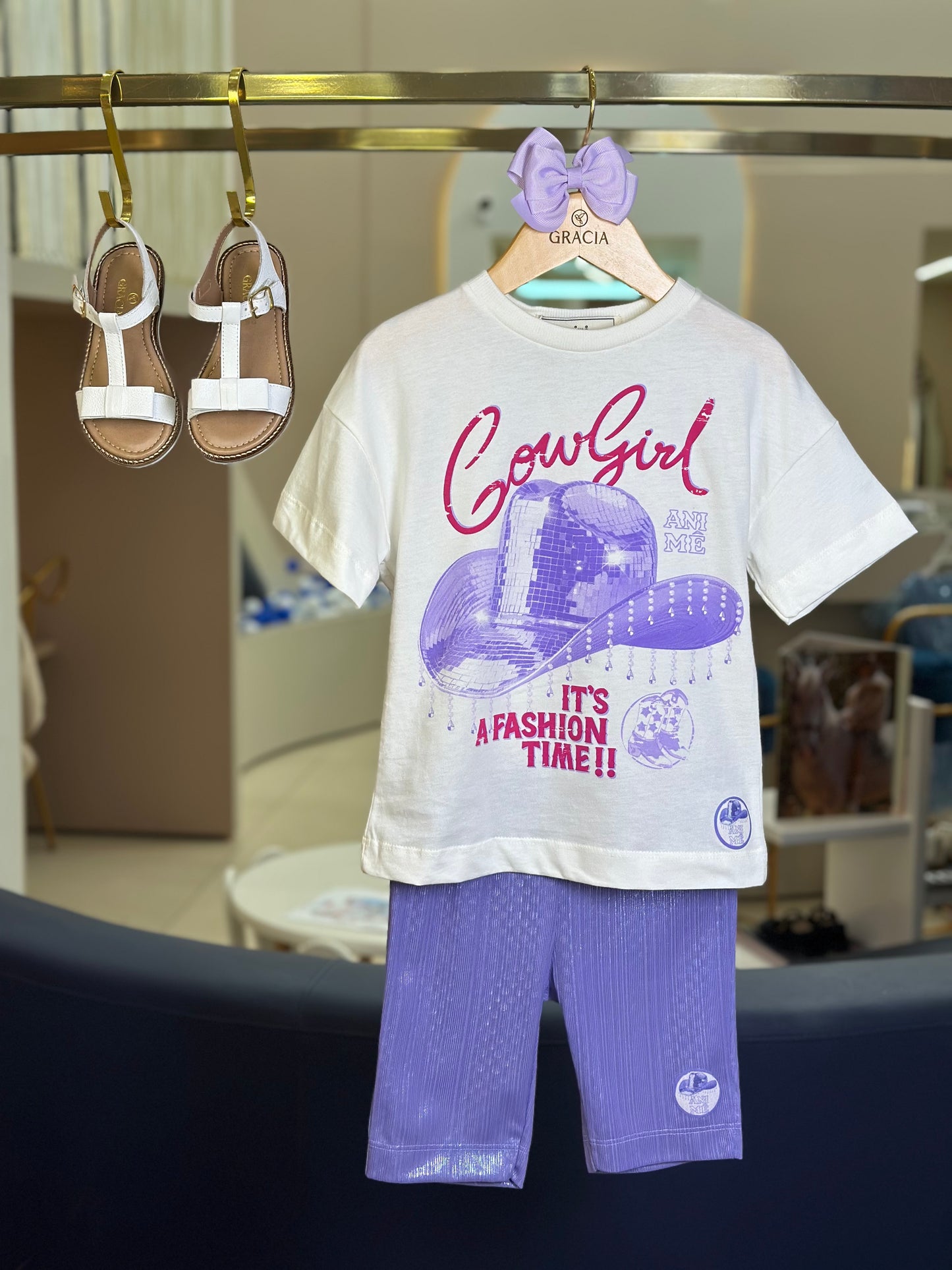 Conjunto Infantil Blusa e Bermuda Summer Collection Lilás - Animê