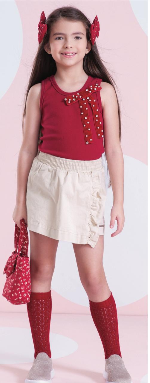 Saia-shorts Infantil Sarja Babadinho Bege - Pituchinhus