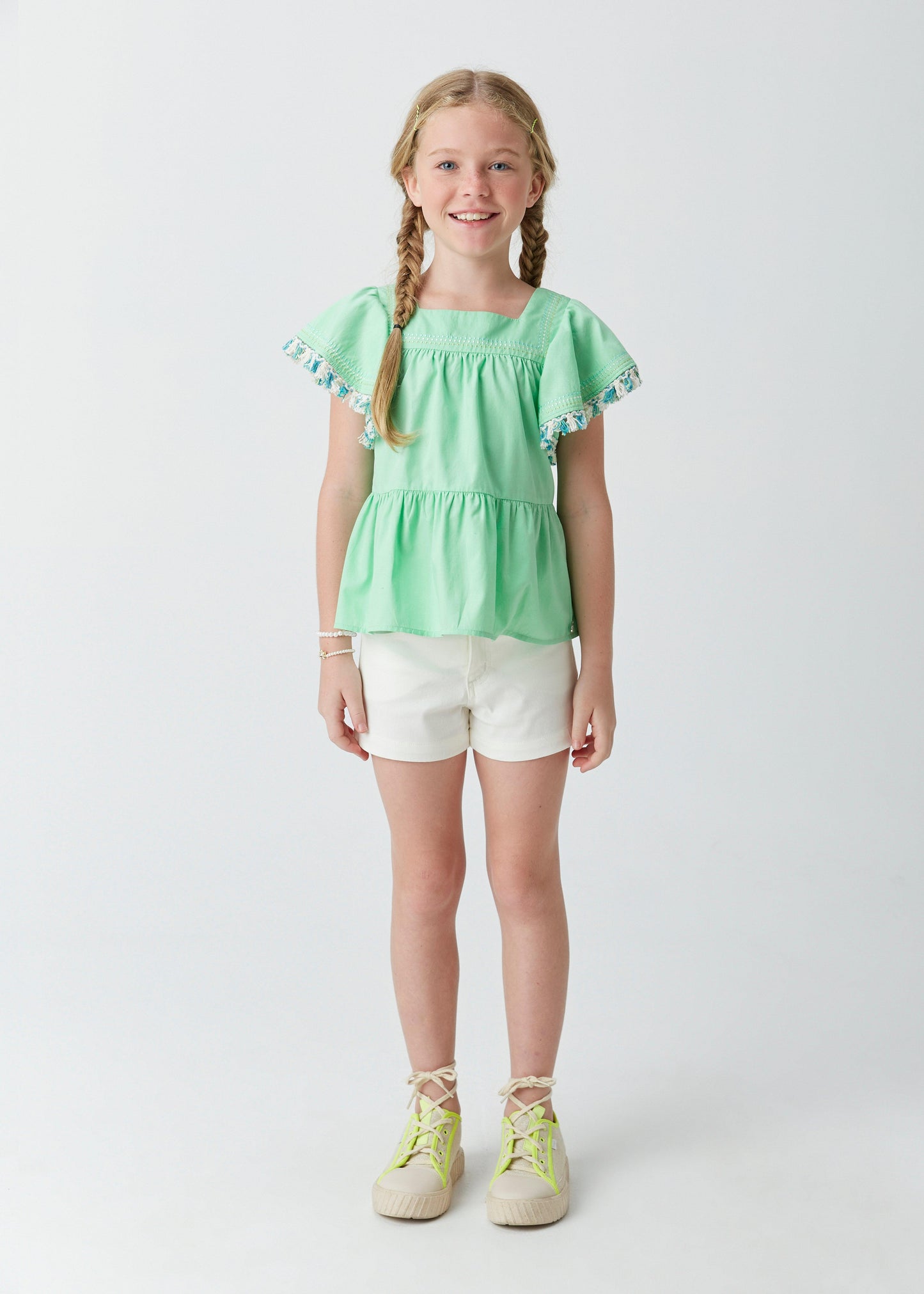 Shorts Satin Passantes Off White - 1+1 - Gracia