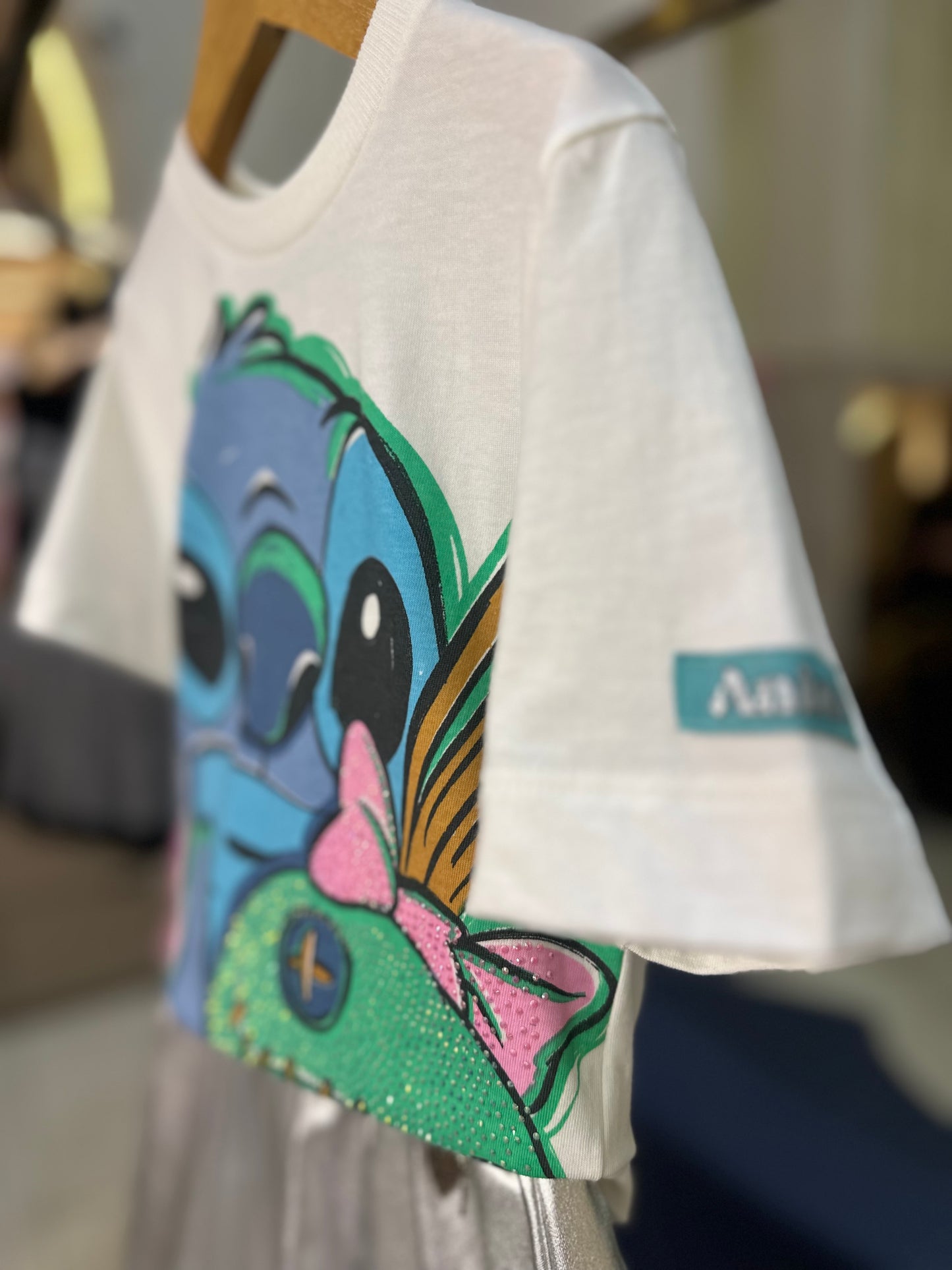 Conjunto Infantil Stitch e Xepa Blusa e Saia Metalizada - Animê