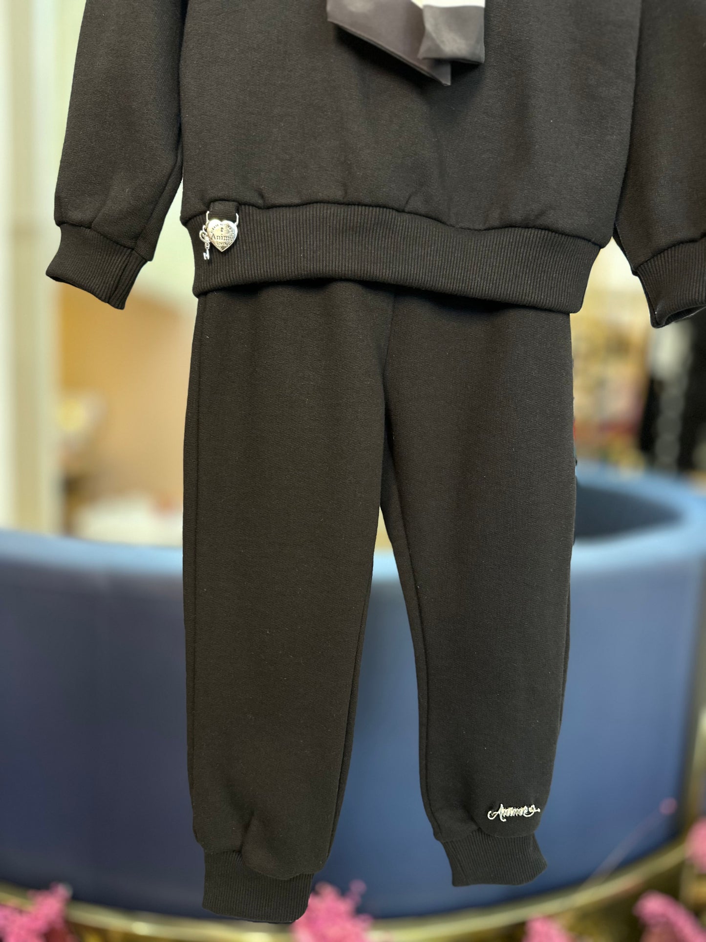 Conjunto Infantil Moletom Casaco Gola Laço e Calça - Animê