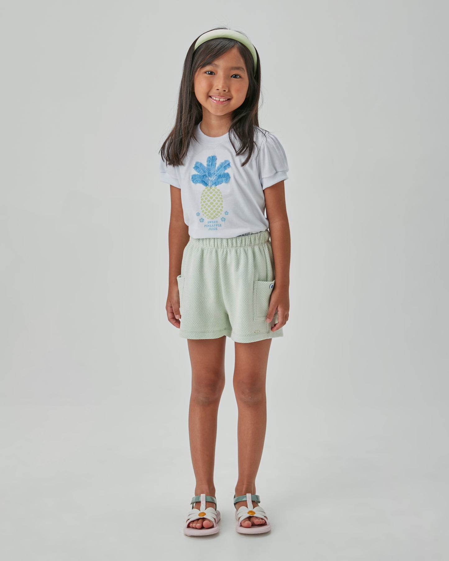 Conjunto Infantil Blusa Abacaxi Bordado e Shorts Bolsos - Beabá