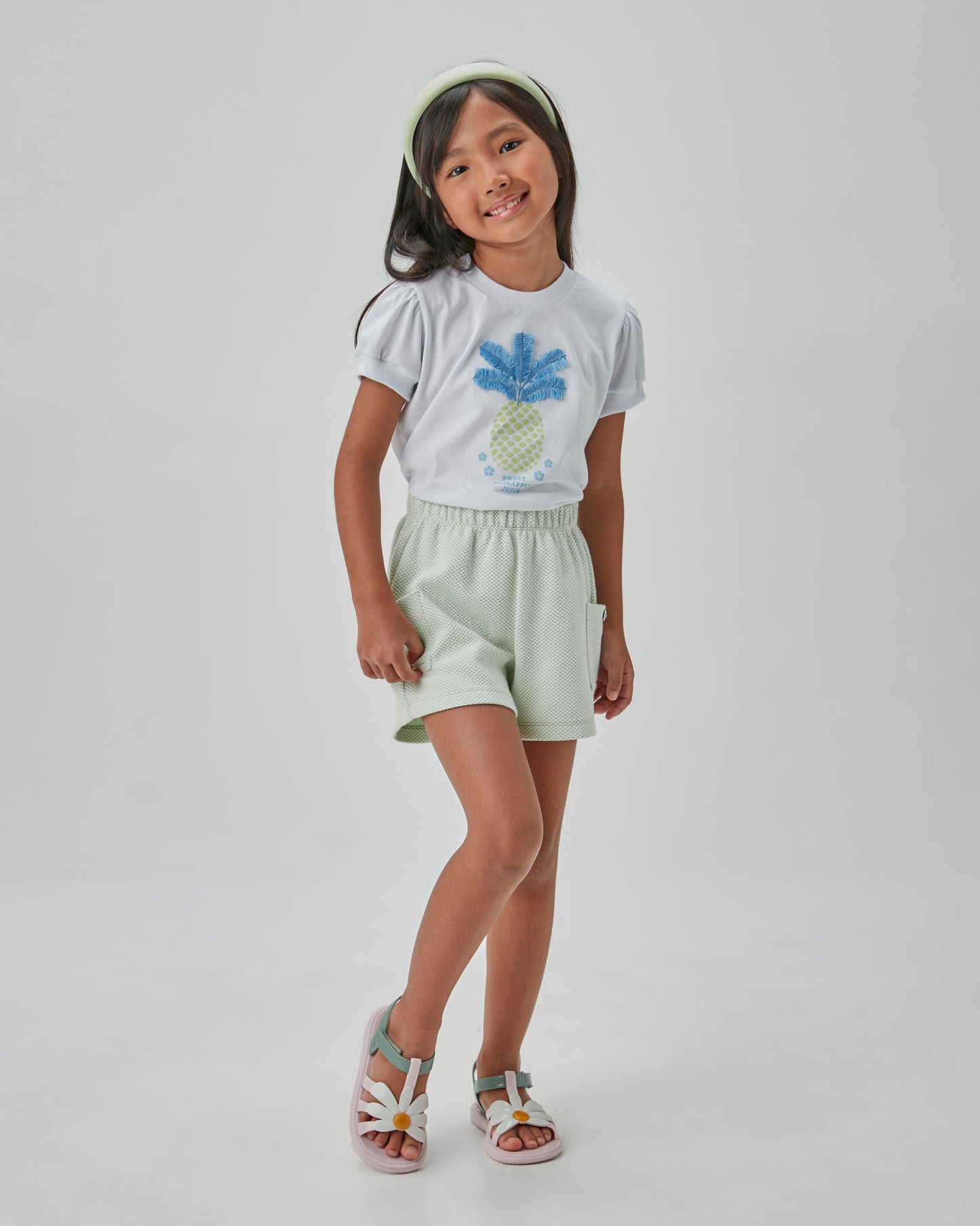 Conjunto Infantil Blusa Abacaxi Bordado e Shorts Bolsos - Beabá