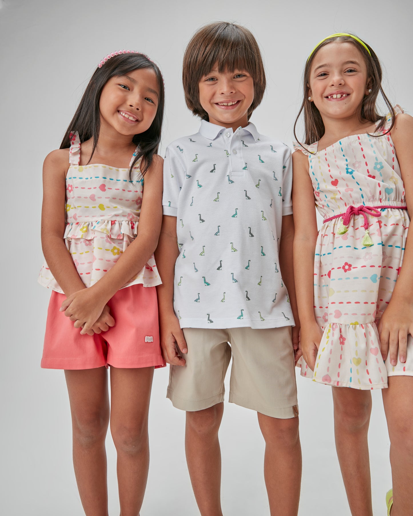 Conjunto Infantil Bata Estampada e Shorts Sarja Lycra Goiaba - Beabá