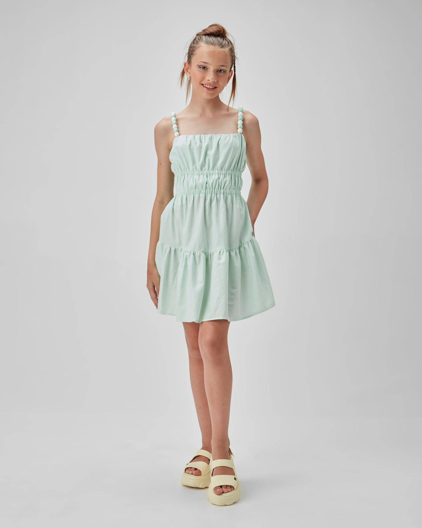 Vestido Teen Alças Bolinhas Bicolor - Two In