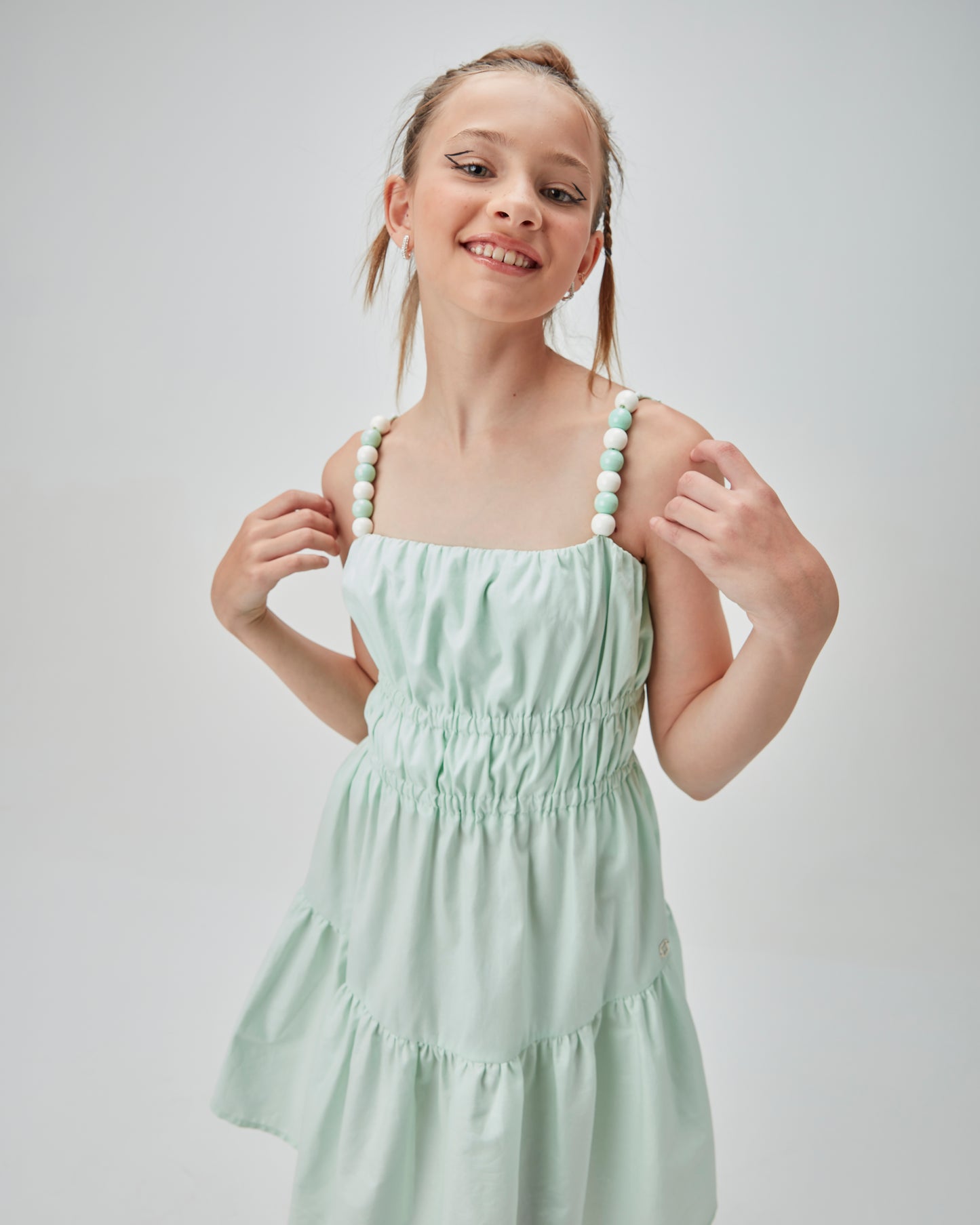 Vestido Teen Alças Bolinhas Bicolor - Two In