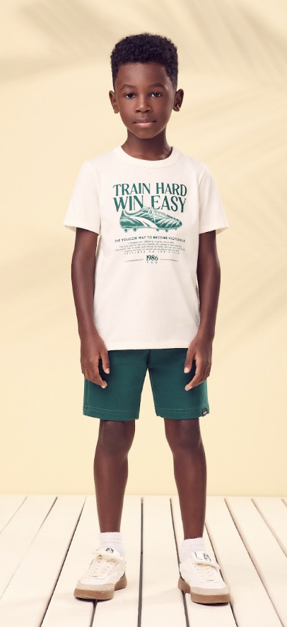 Conjunto Infantil T - Shirt Train Hard e Bermuda - Youccie