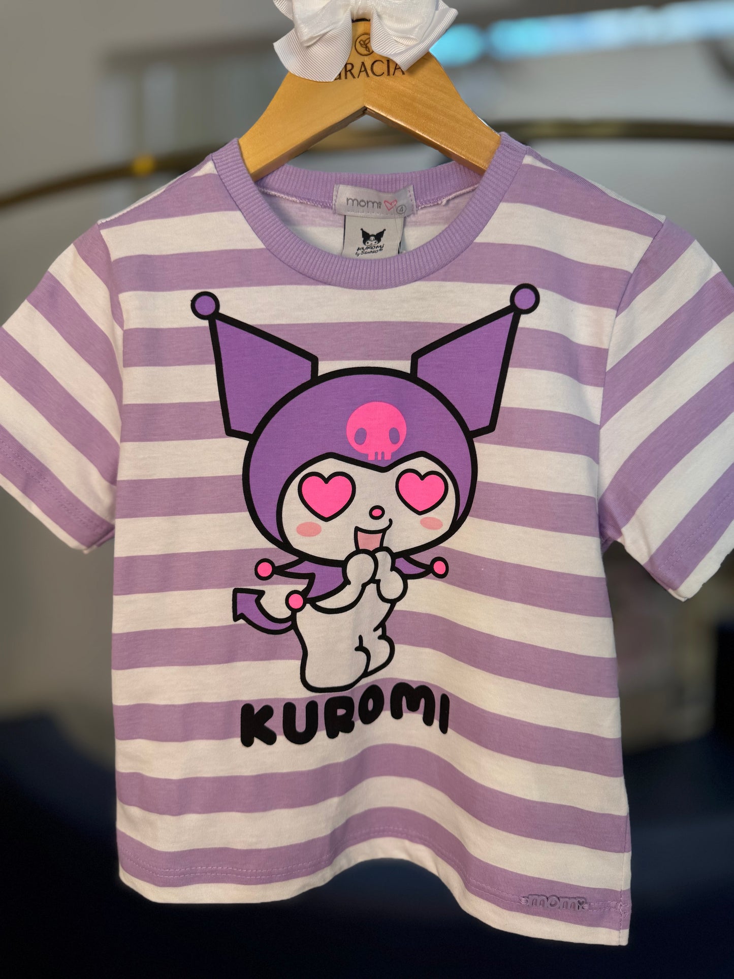 Blusa Infantil Kuromi Listrada Lilás - Momi