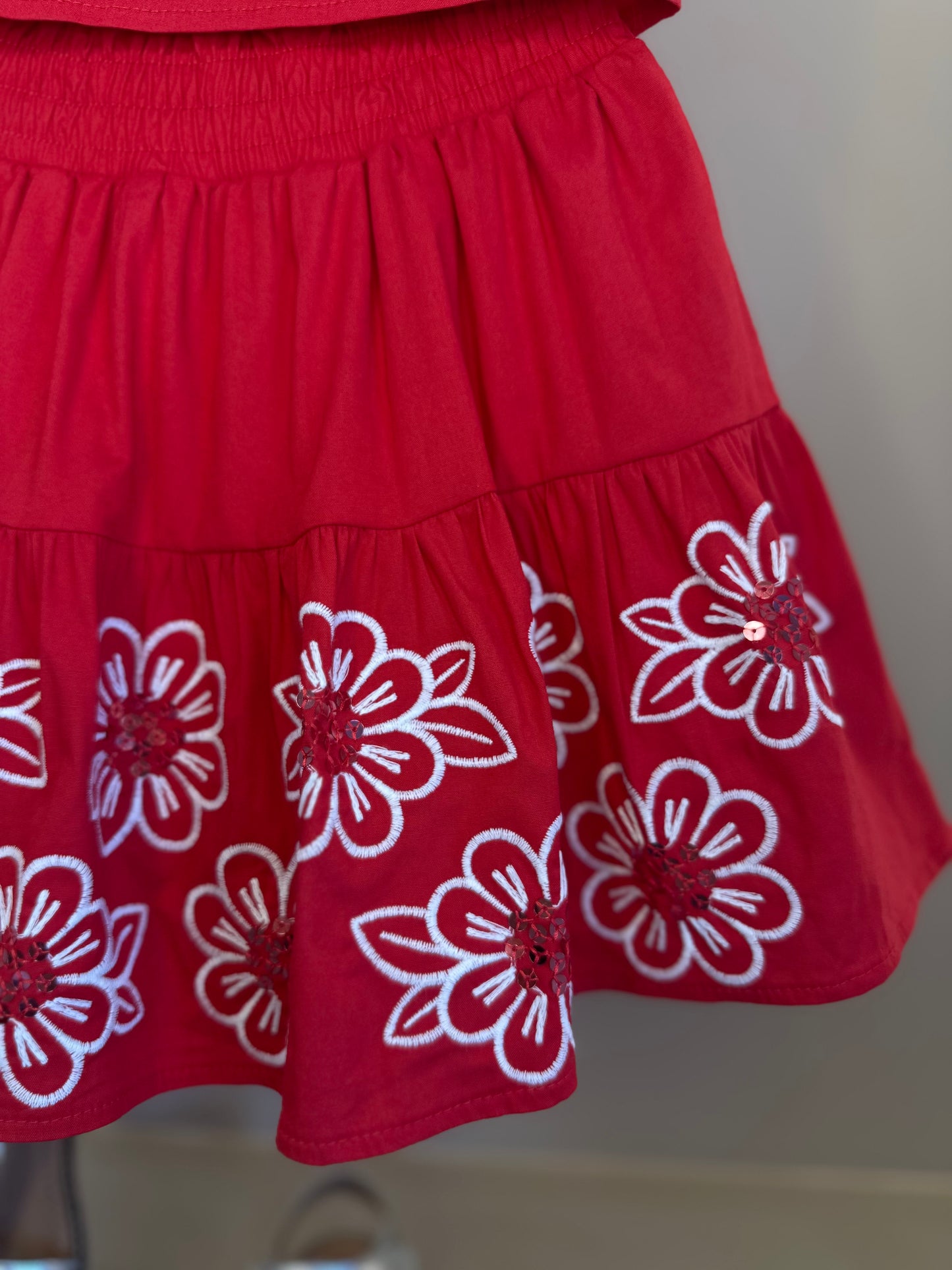 Conjunto Infantil Blusa Babados Mini Joia e Saia Flores - Momi