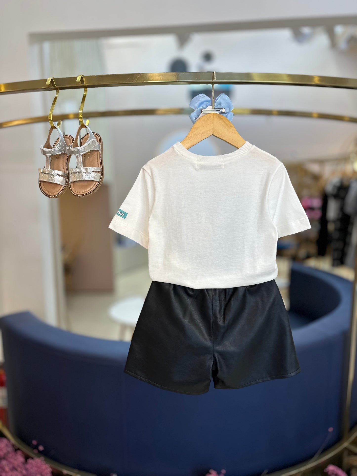 Conjunto Infantil Stitch e Xepa Blusa e Shorts Couro Tech - Animê
