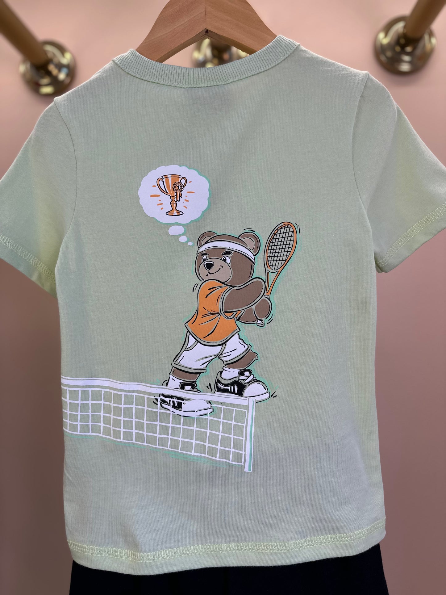 Conjunto Infantil Camiseta Ursinho Tenista e Bermuda Preta - Youccie