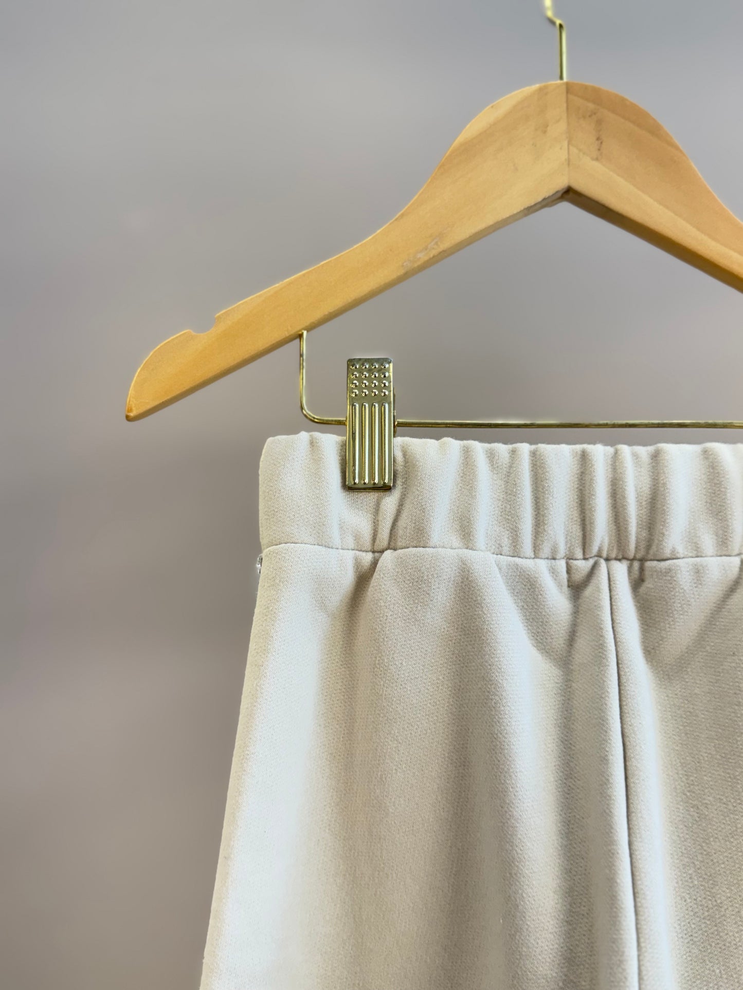 Calça Infantil Wide Leg Lateral Glitter Bege - Luluzinha
