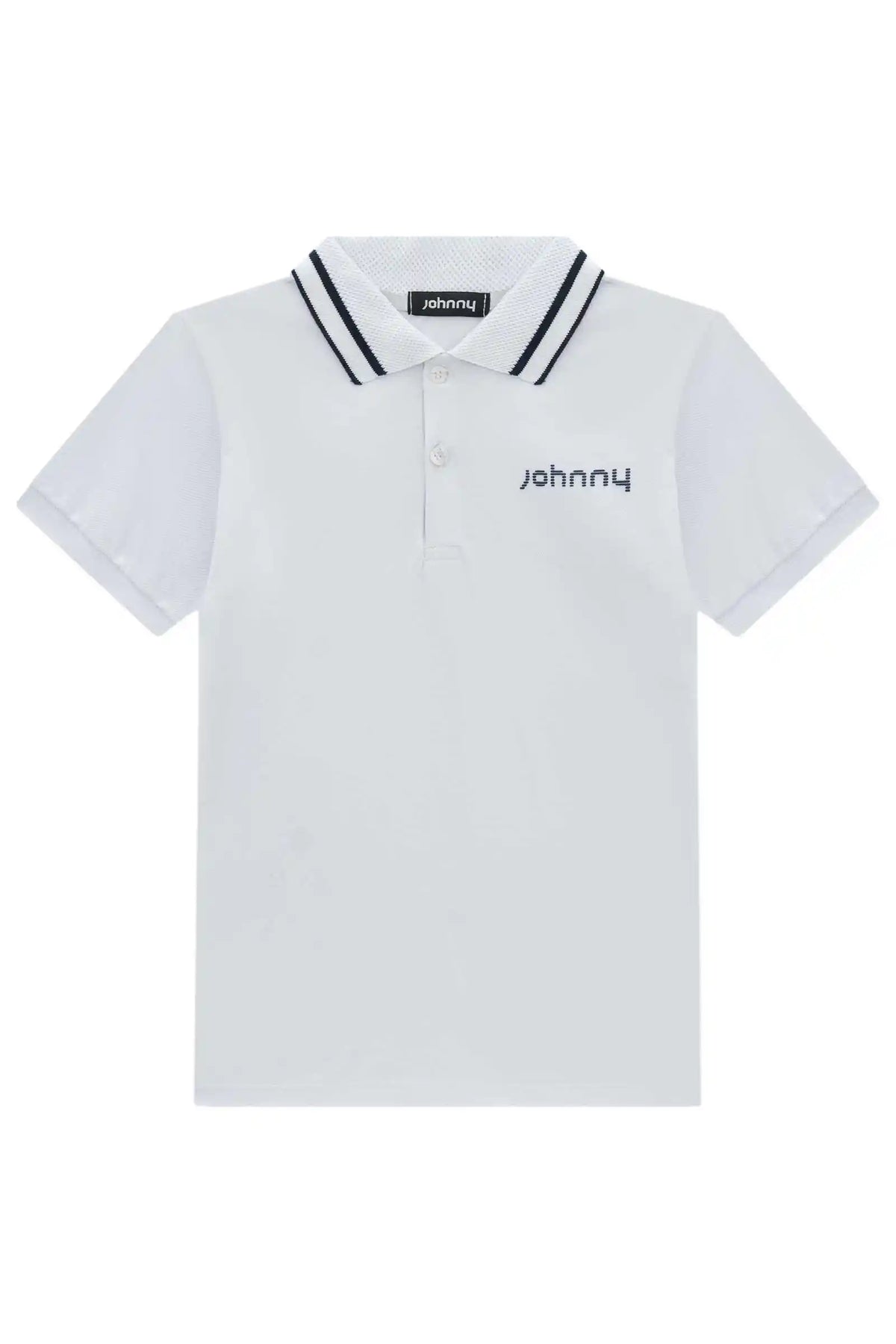 Conjunto Infantil Camisa Polo Piquet Johnny Branco e Bermuda Molevisco Urban Flow Preto - Little Johnny