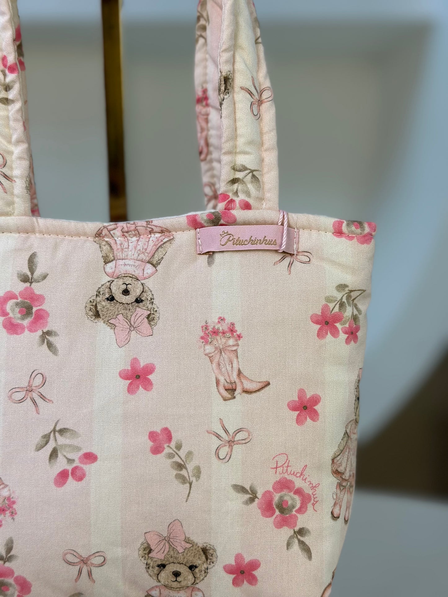 Bolsa Infantil Laço Puffer Flores, Ursinhas e Laços - Pituchinhus