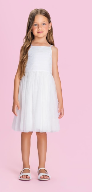 Vestido Infantil Em Tule Com Alças Finas - Petit Cherie