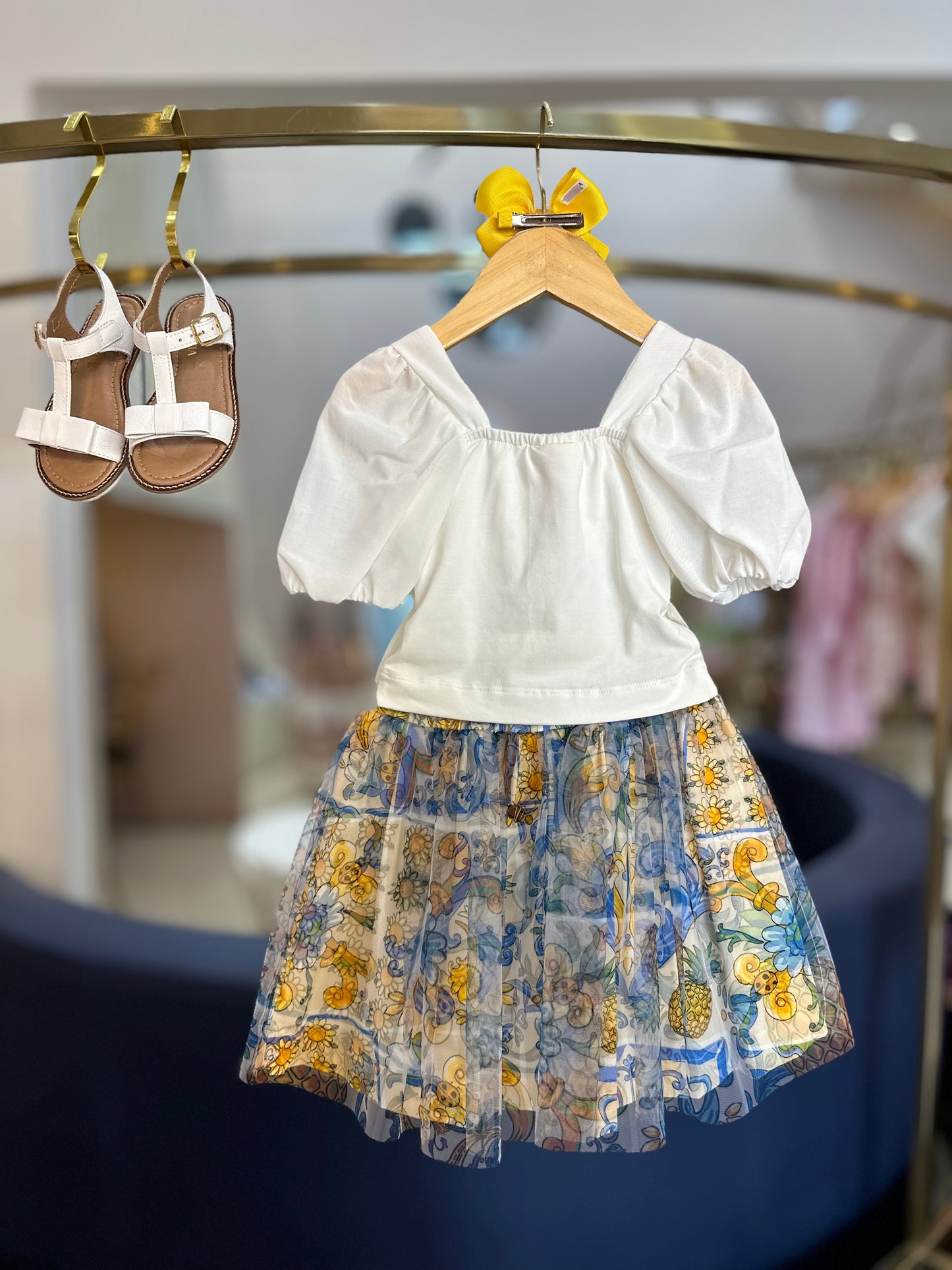 Conjunto Infantil Blusa Babados e Saia Tule Abelhinhas - Animê