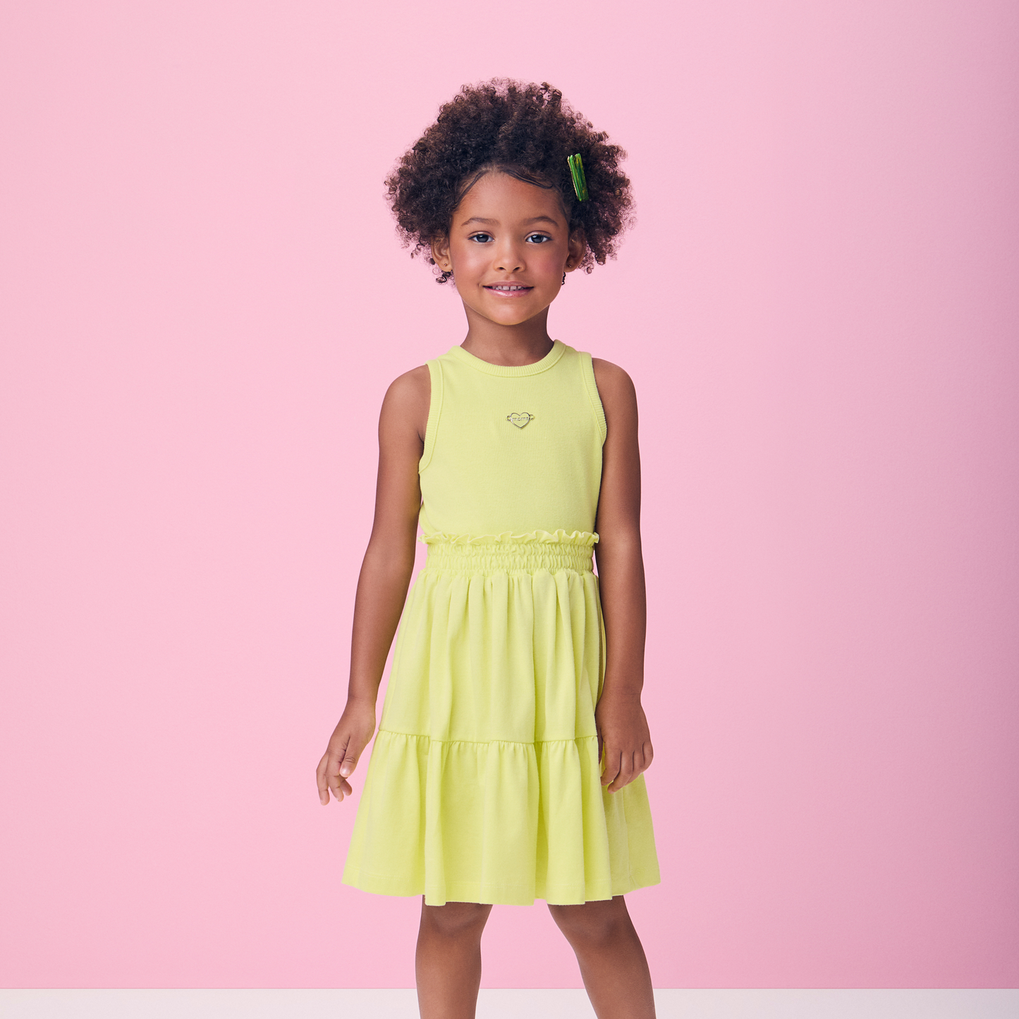 Vestido Infantil Regata Saia Marias Verde Melão - Momi