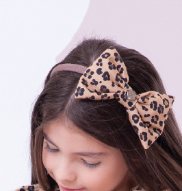 Arquinho Infantil Laço Puffer Oncinha - Pituchinhus PRÉ-VENDA