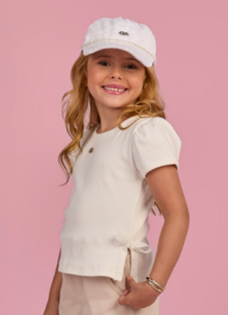 Blusa Infantil Off White de Renda nas Laterais - Gabriela Aquarela