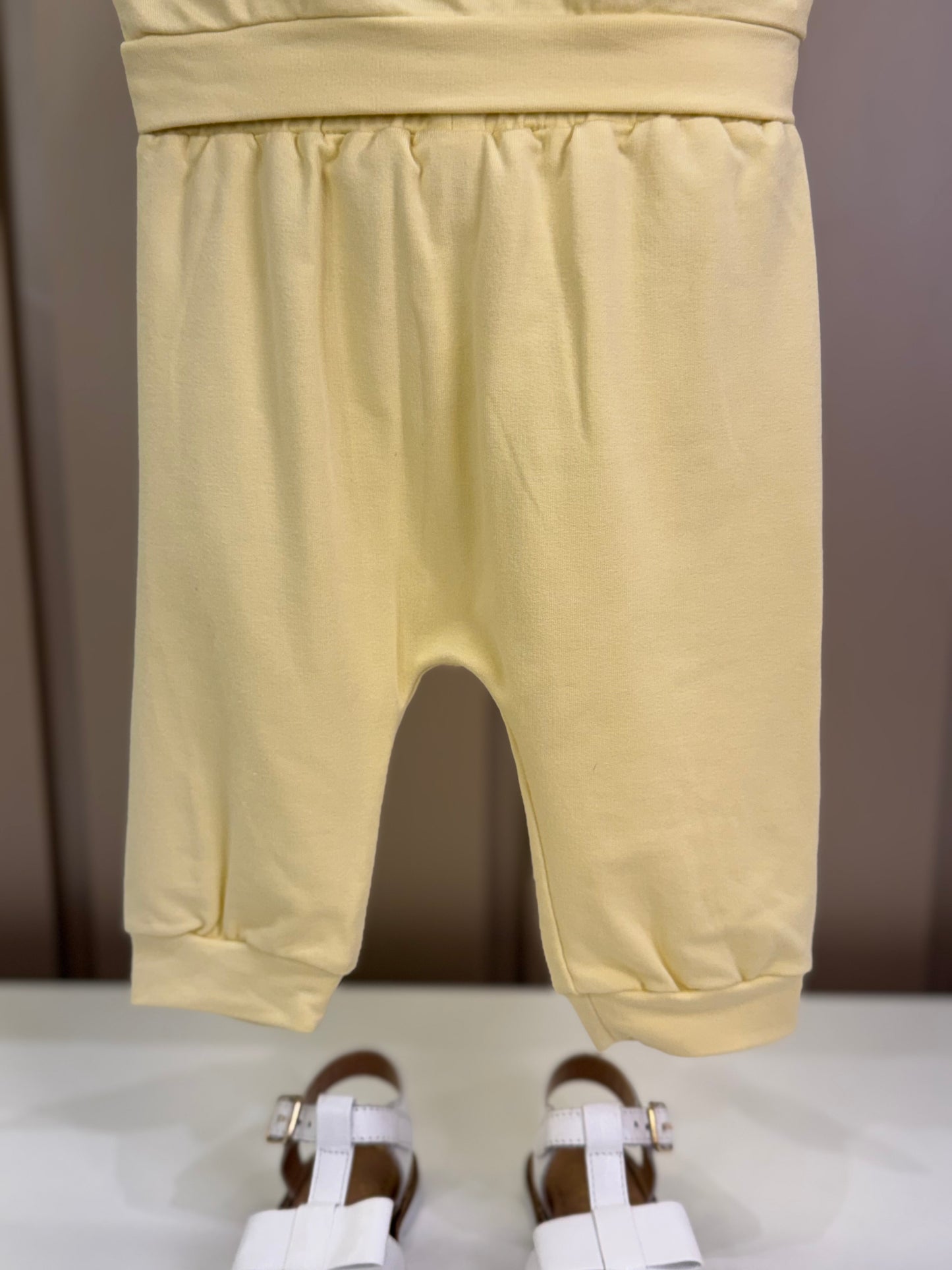 Conjunto Bebê Abrigo Com Capuz E Calça Com Babadinhos Amarelo - Um Mais Um