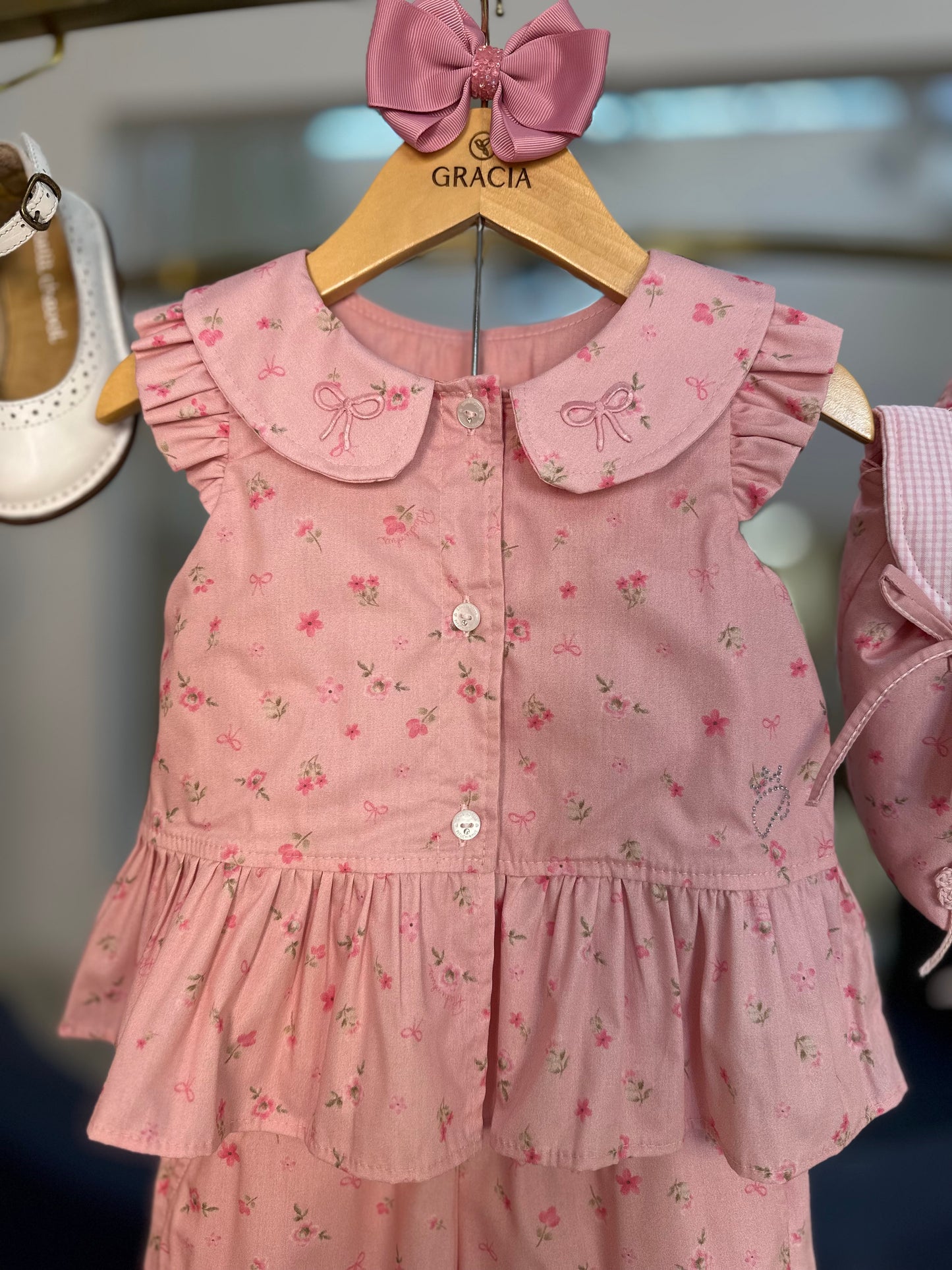 Conjunto Infantil Blusa Peplum e Calça Pantacourt Mini Flores - Pituchinhus