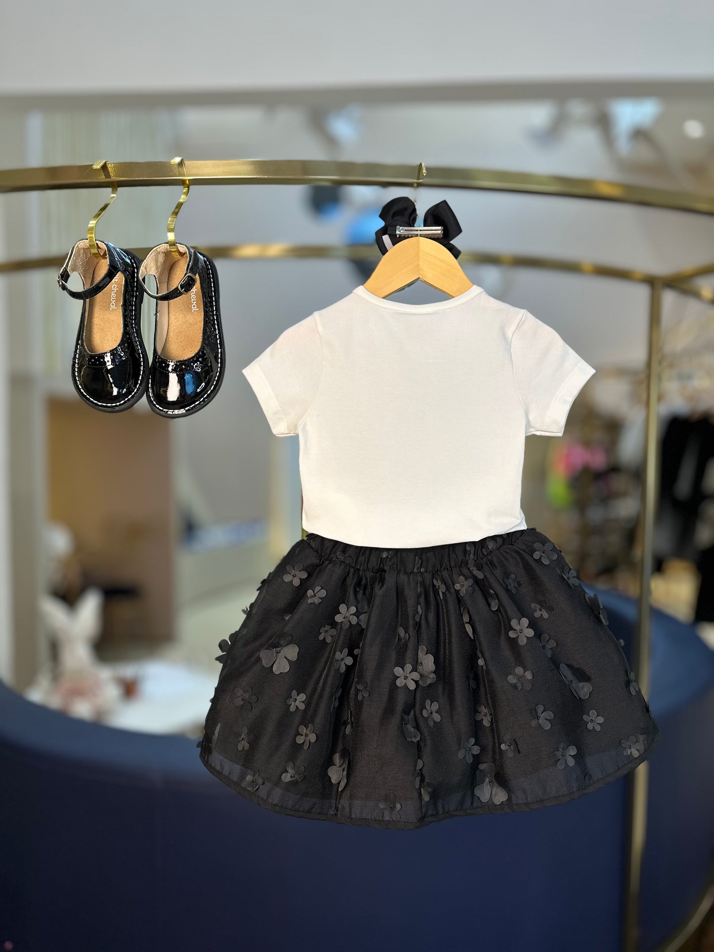 Conjunto Infantil Paris Blusa e Saia Tule Flores - Momi