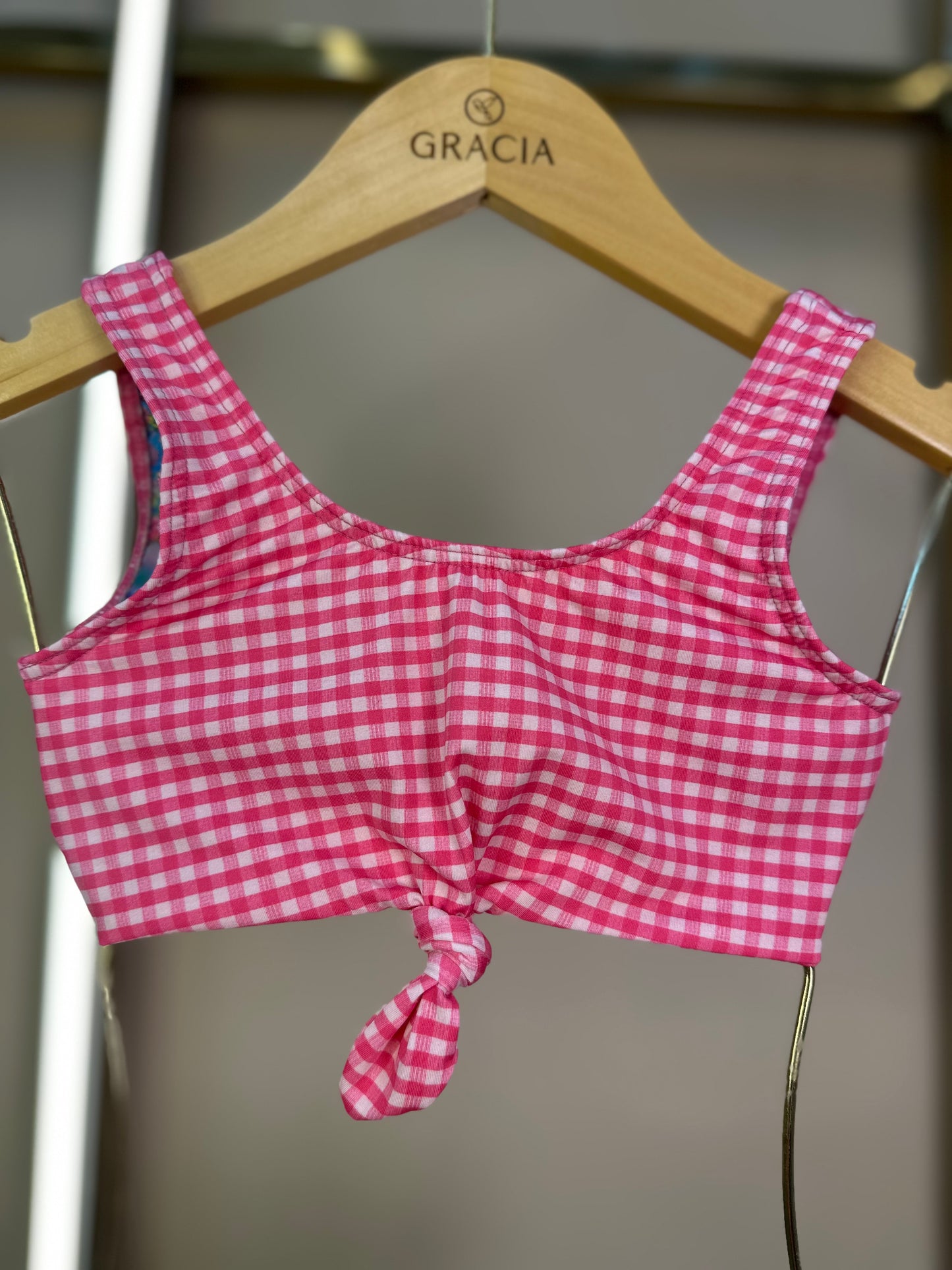 Biquíni Infantil Nó Floral com Xadrez - L'été