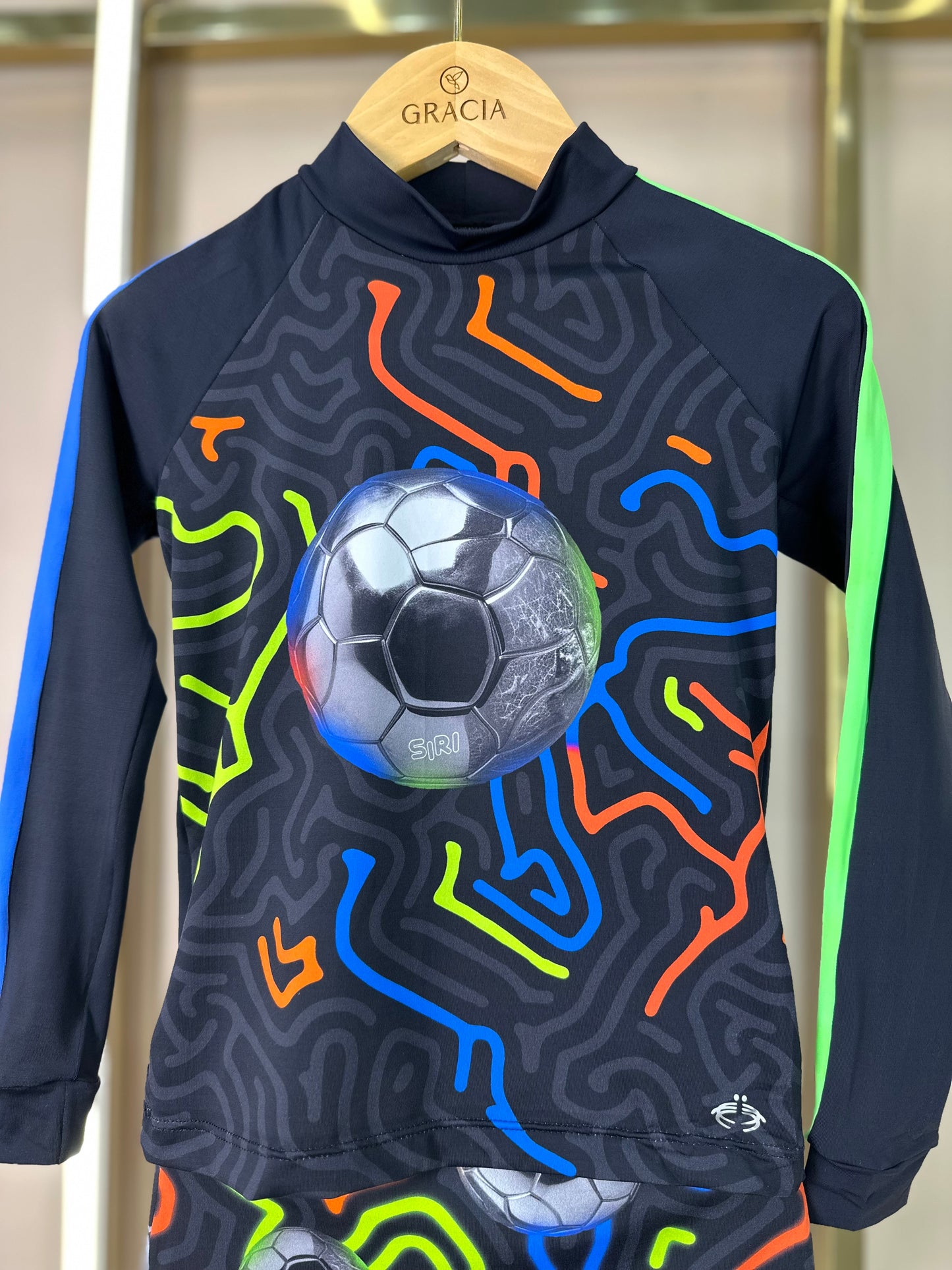 Conjunto Infantil Blusa Proteção UV e Sunga Igor Futebol Neon - Siri Kids