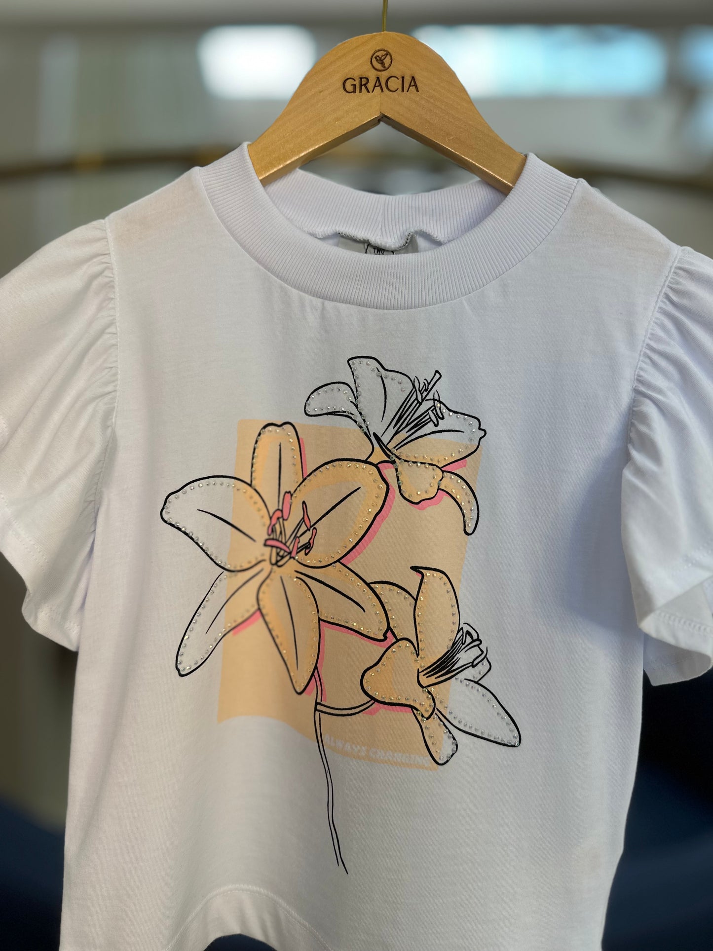 Camiseta Teen Cropped Strass - Two In