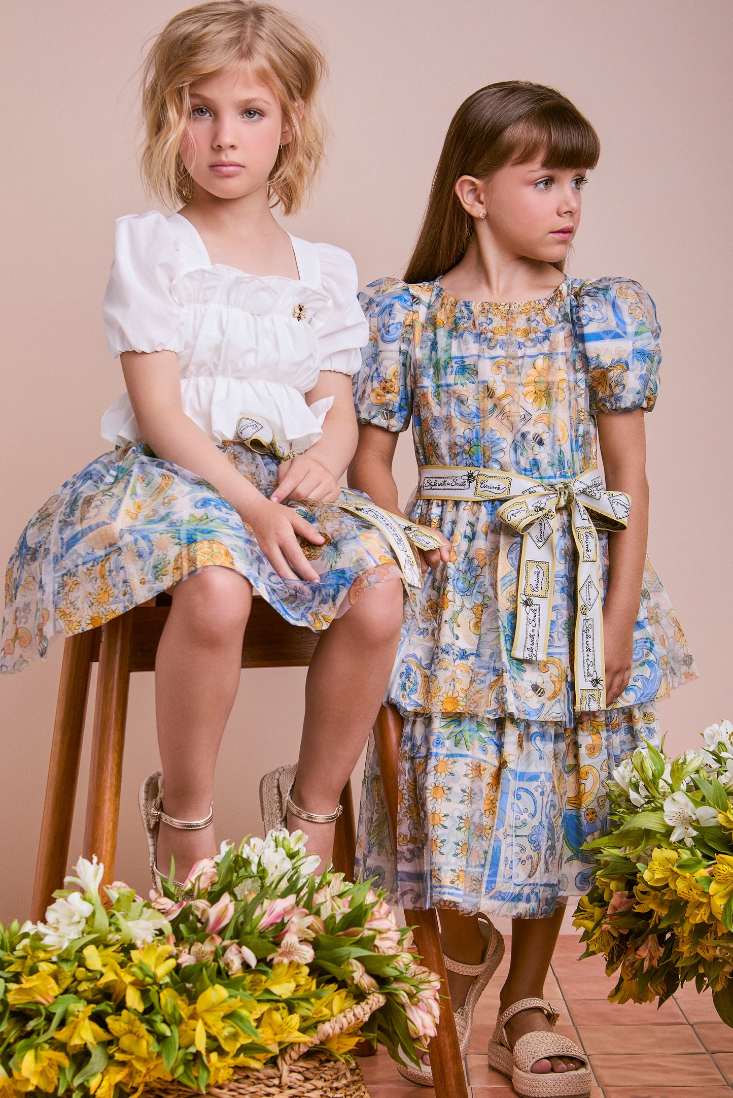 Conjunto Infantil Blusa Babados e Saia Tule Abelhinhas - Animê