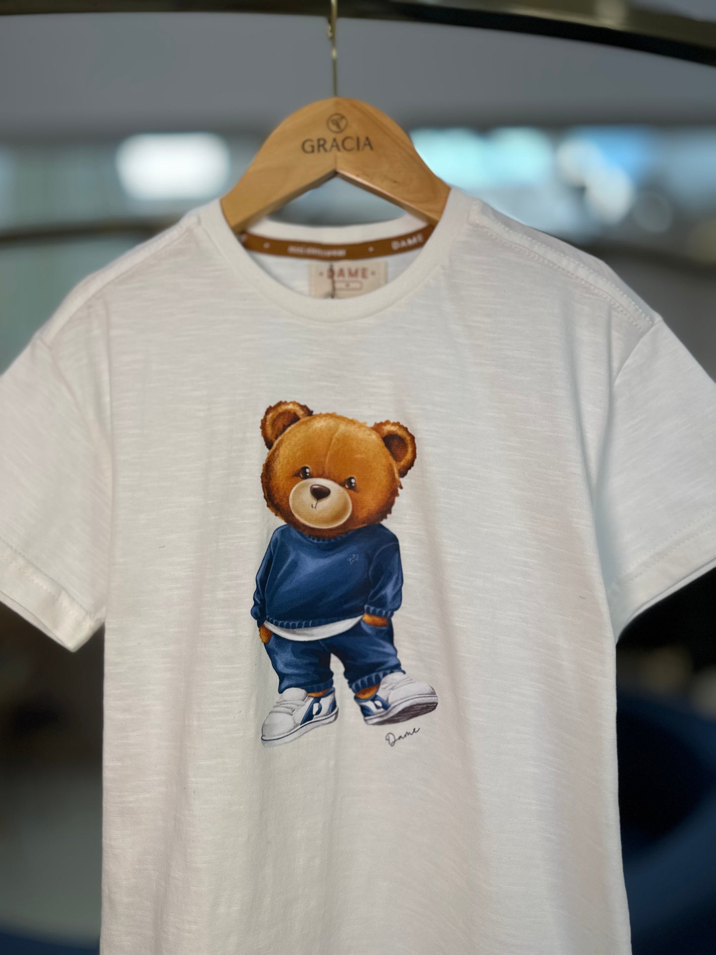Camiseta Infantil Tedy Hoodie Off White - Dame