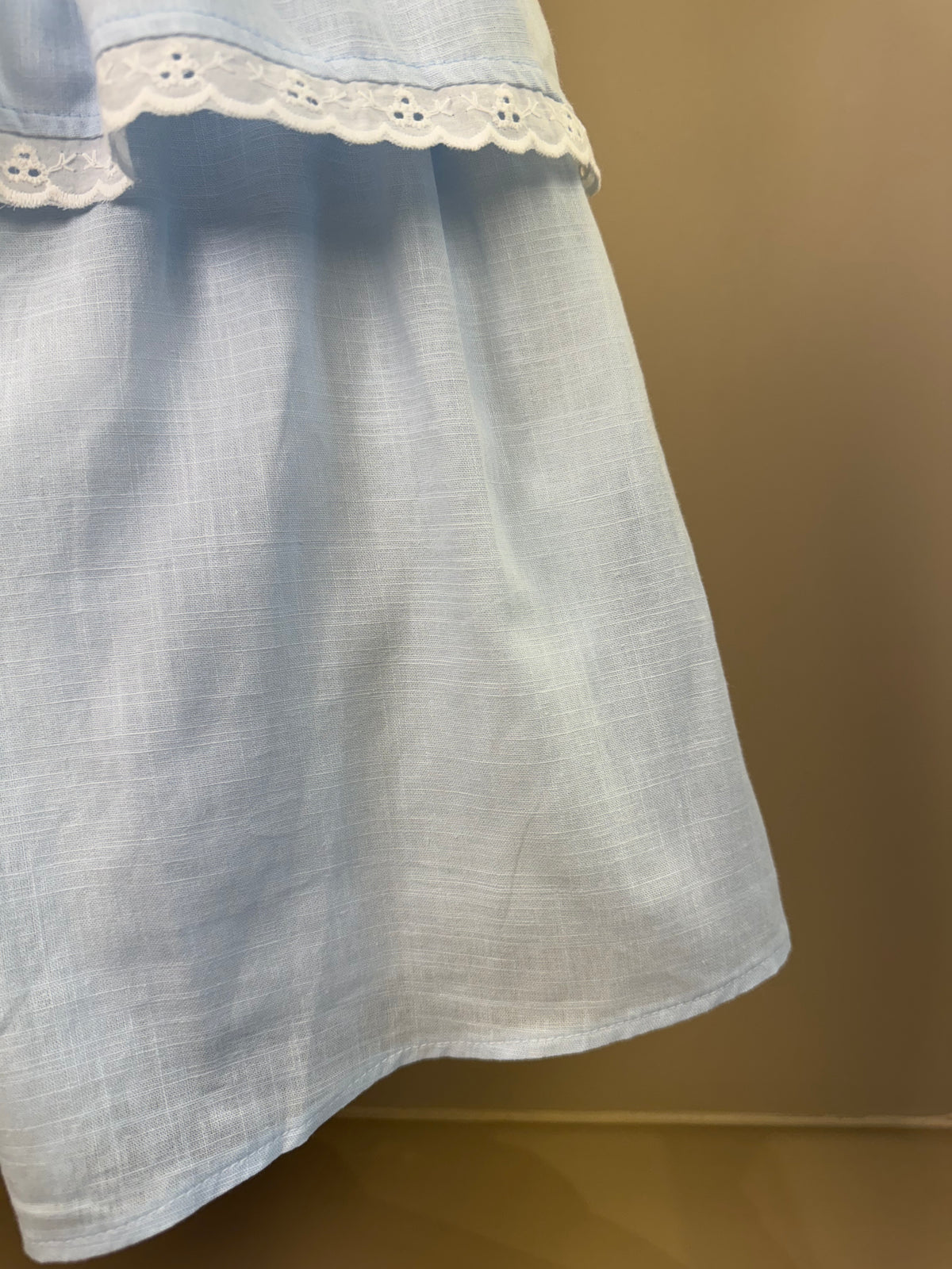 Conjunto Teen Blusa Acabamento Em Renda e Saia Azul - Vanilla Cream