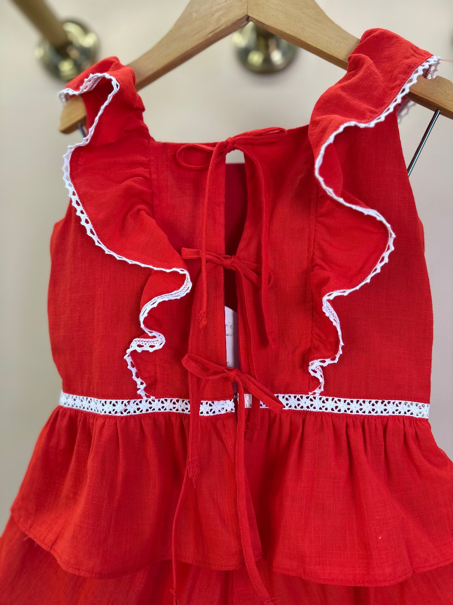 Conjunto Infantil Algodão Bordado Blusa Peplum e Shorts Vermelho - Petit Cherie