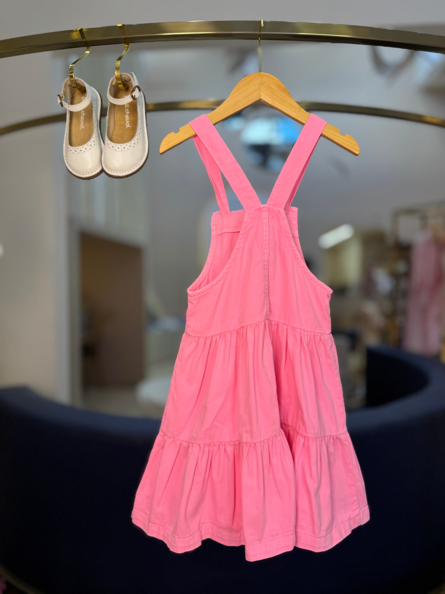 Salopete Infantil Sarja Rosa Fluor - Momi