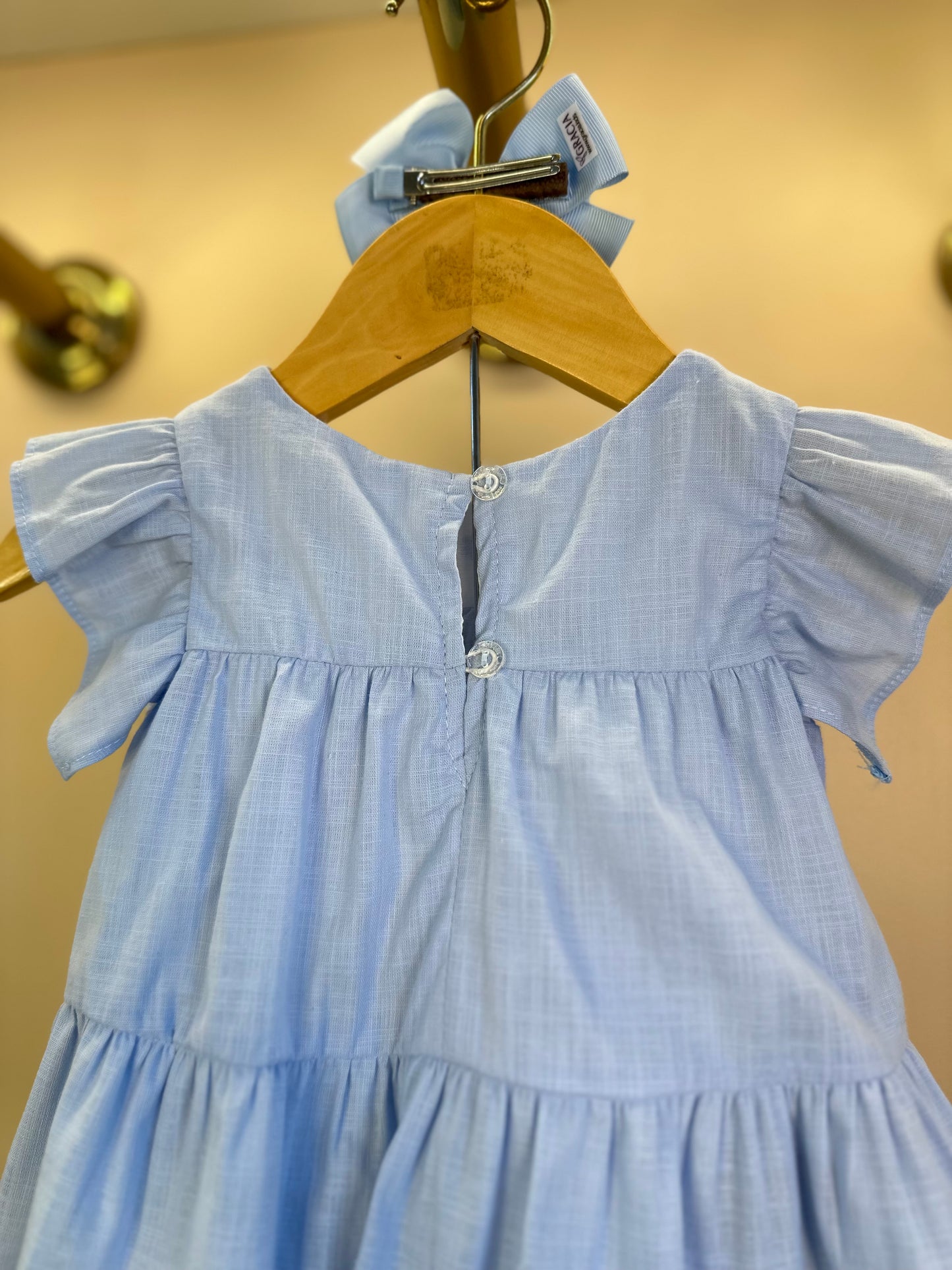 Conjunto Bebê Algodão Batinha Bordada e Shortinho Azul - Petit Cherie